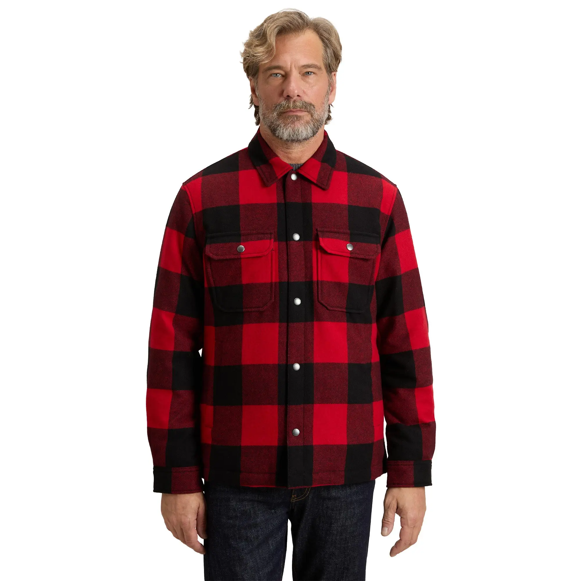 Product image 1 of 4 of Woolrich Men's Recycled Italian Wool Blend Padded Alaskan Check Overshirt - Red Buffalo