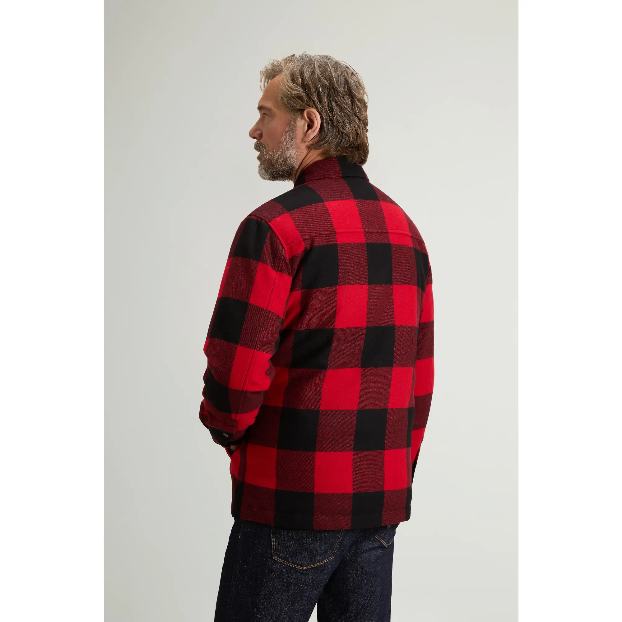 Product image 3 of 4 of Woolrich Men's Recycled Italian Wool Blend Padded Alaskan Check Overshirt - Red Buffalo