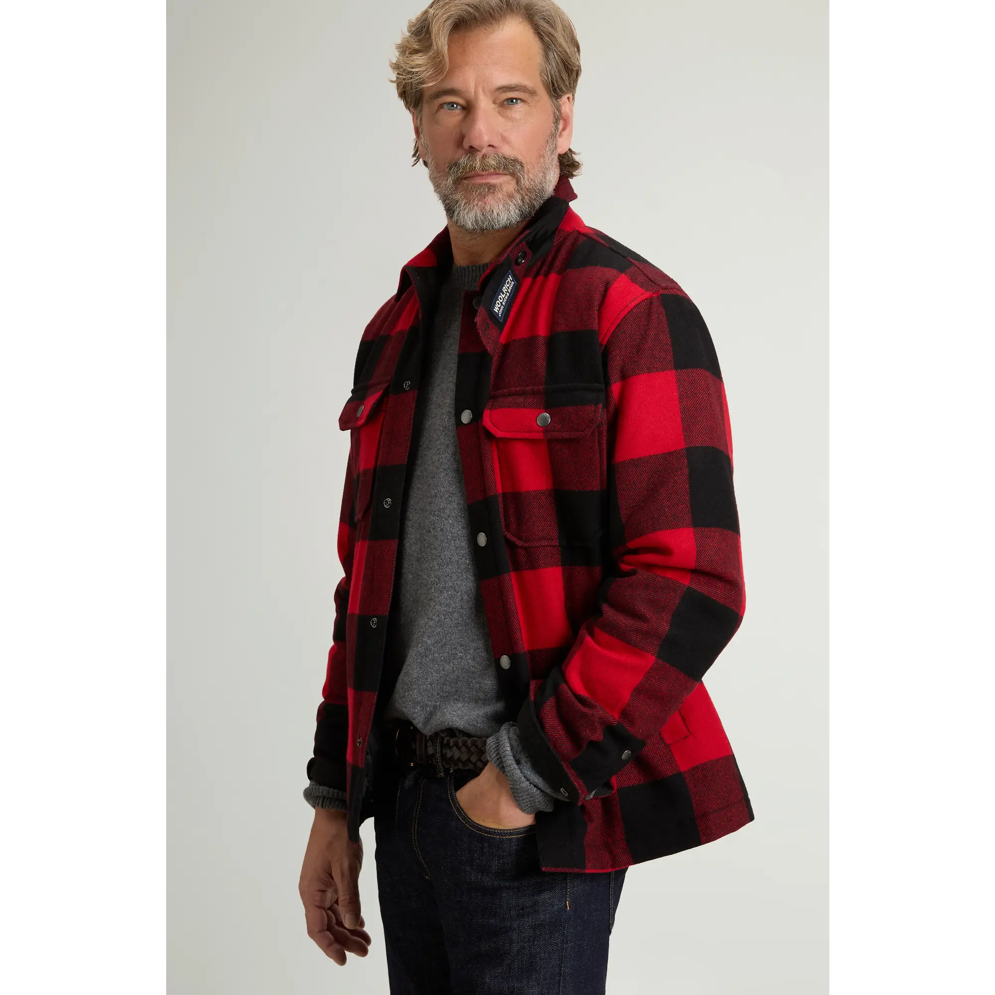 Product image 4 of 4 of Woolrich Men's Recycled Italian Wool Blend Padded Alaskan Check Overshirt - Red Buffalo