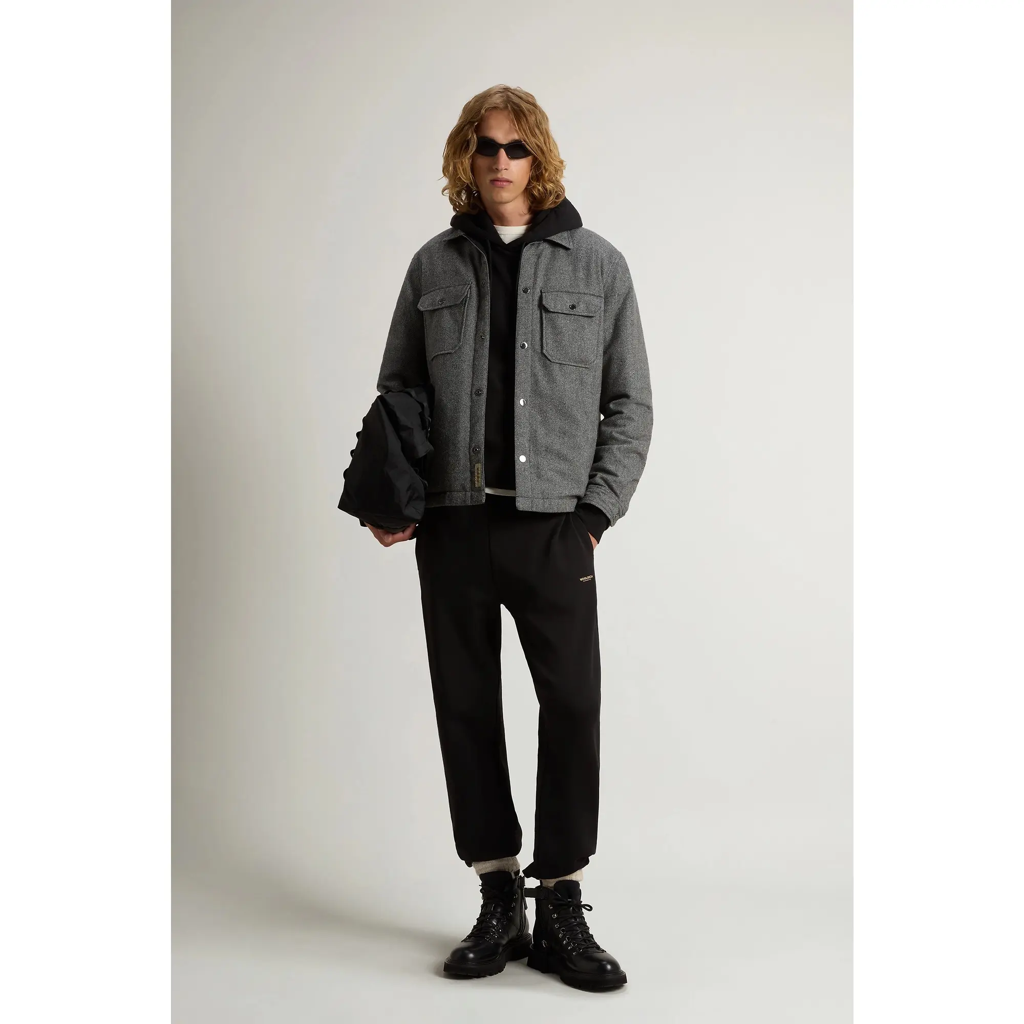 Product image 3 of 8 of Woolrich Men's Wool Check Alaskan Shirt Jacket - Herringbone Grey