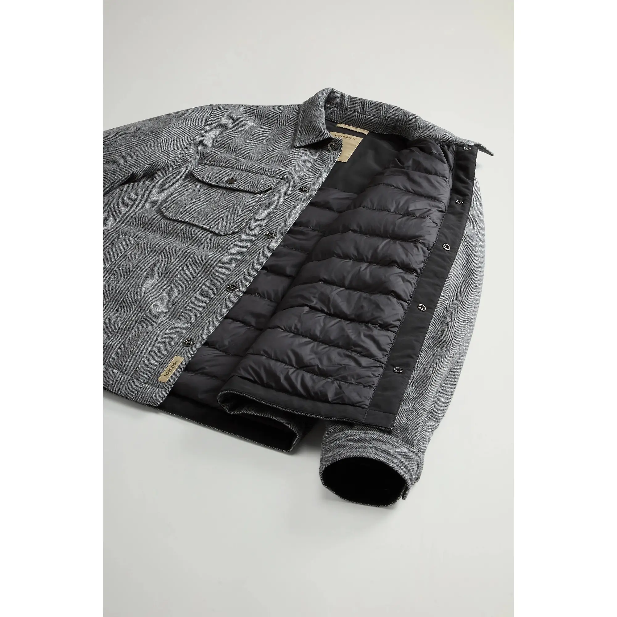 Product image 8 of 8 of Woolrich Men's Wool Check Alaskan Shirt Jacket - Herringbone Grey