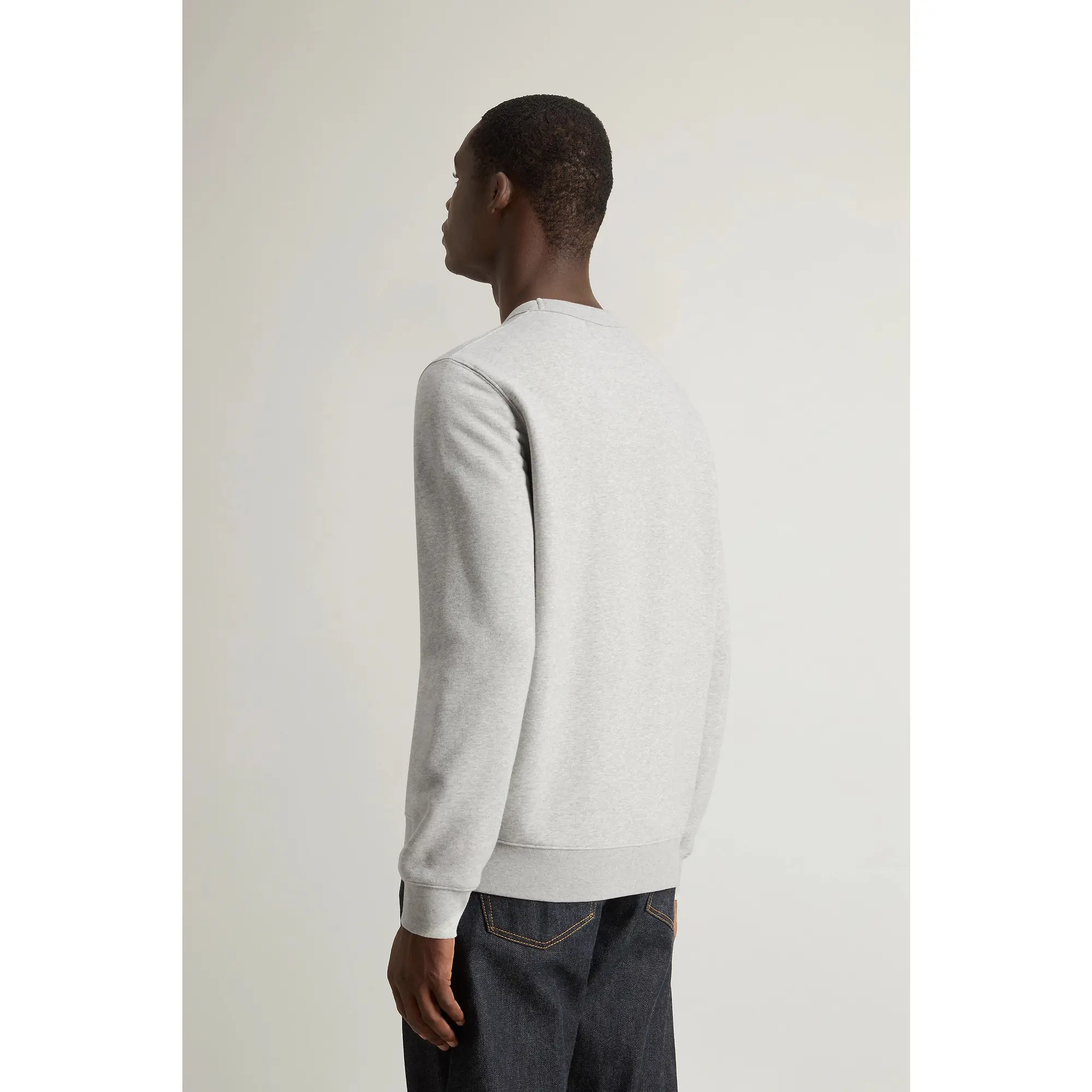 Product image 3 of 8 of Woolrich Men's Logo Script Cotton Fleece Crewneck - Light Grey Melange