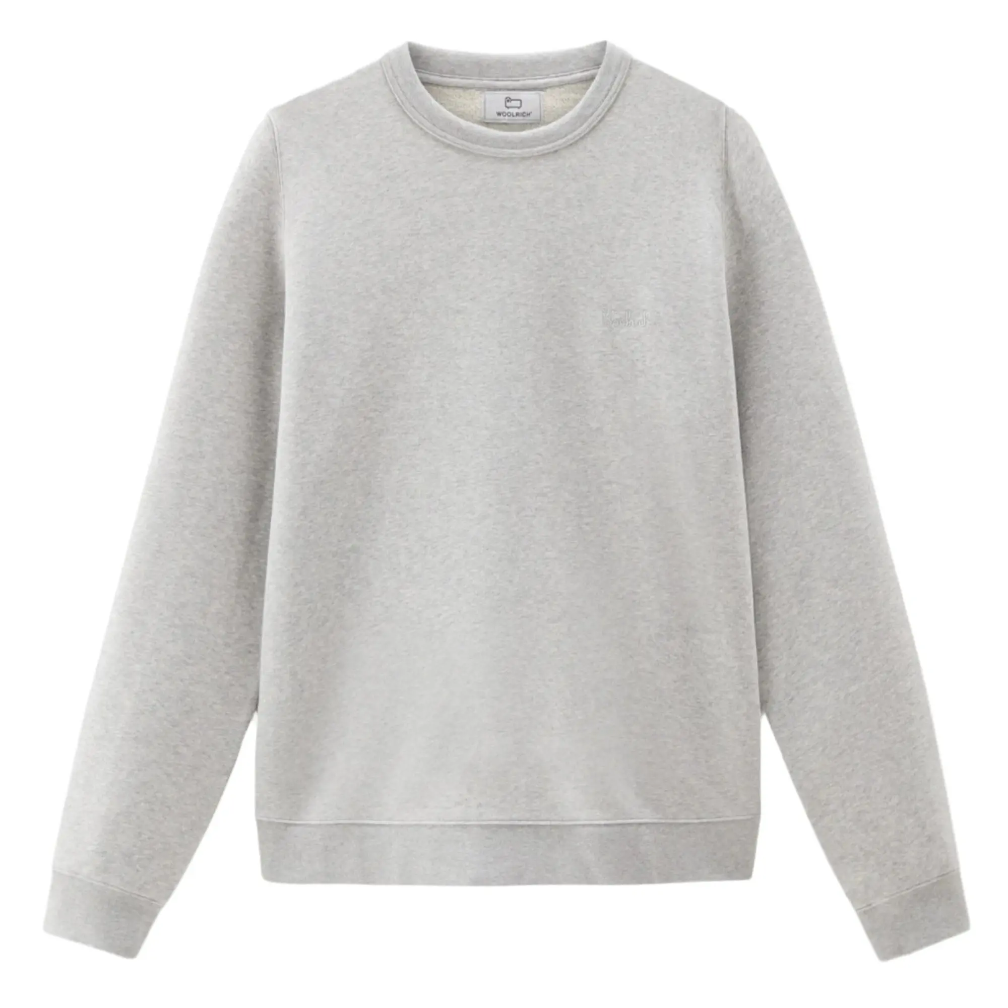 Product image 1 of 8 of Woolrich Men's Logo Script Cotton Fleece Crewneck - Light Grey Melange