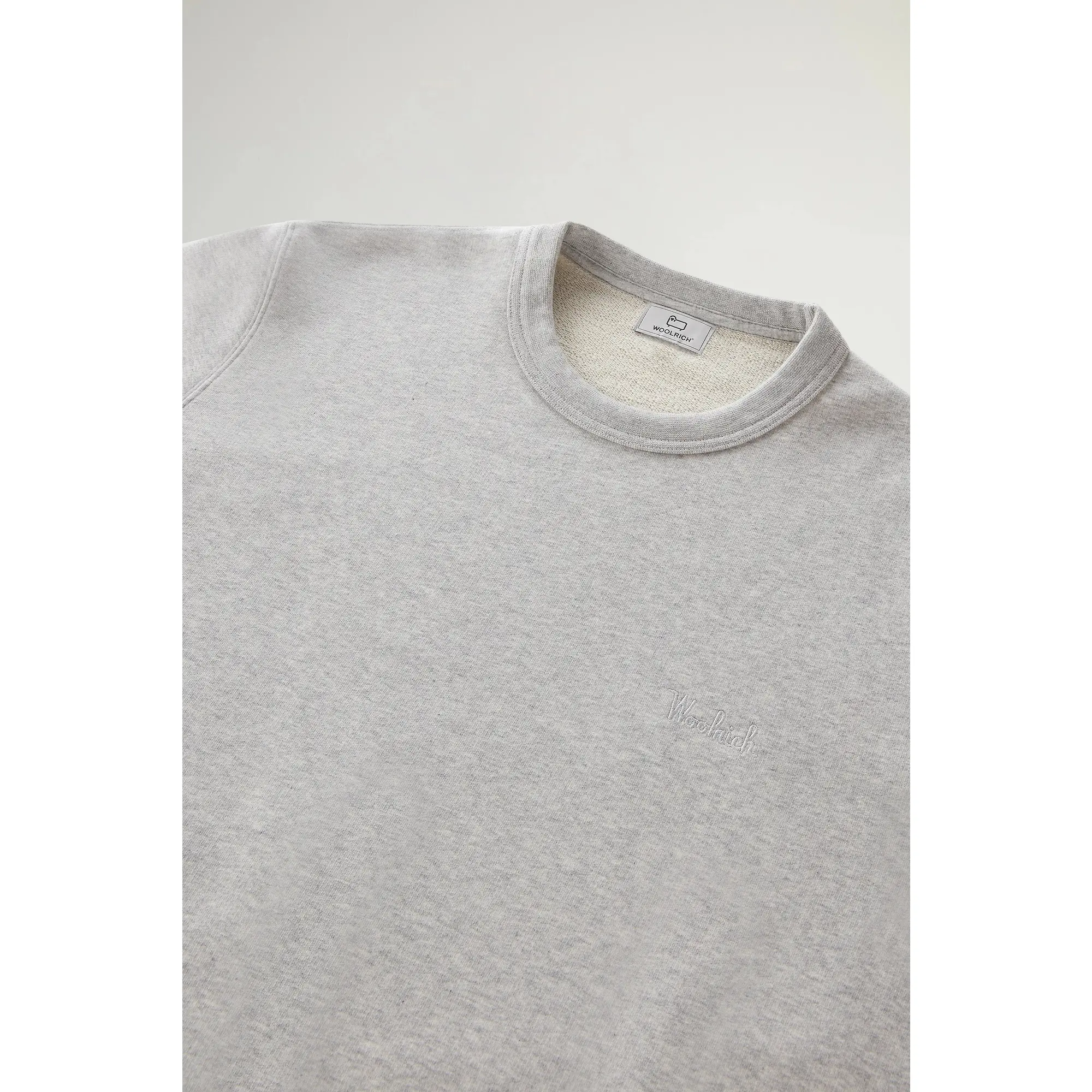 Product image 7 of 8 of Woolrich Men's Logo Script Cotton Fleece Crewneck - Light Grey Melange