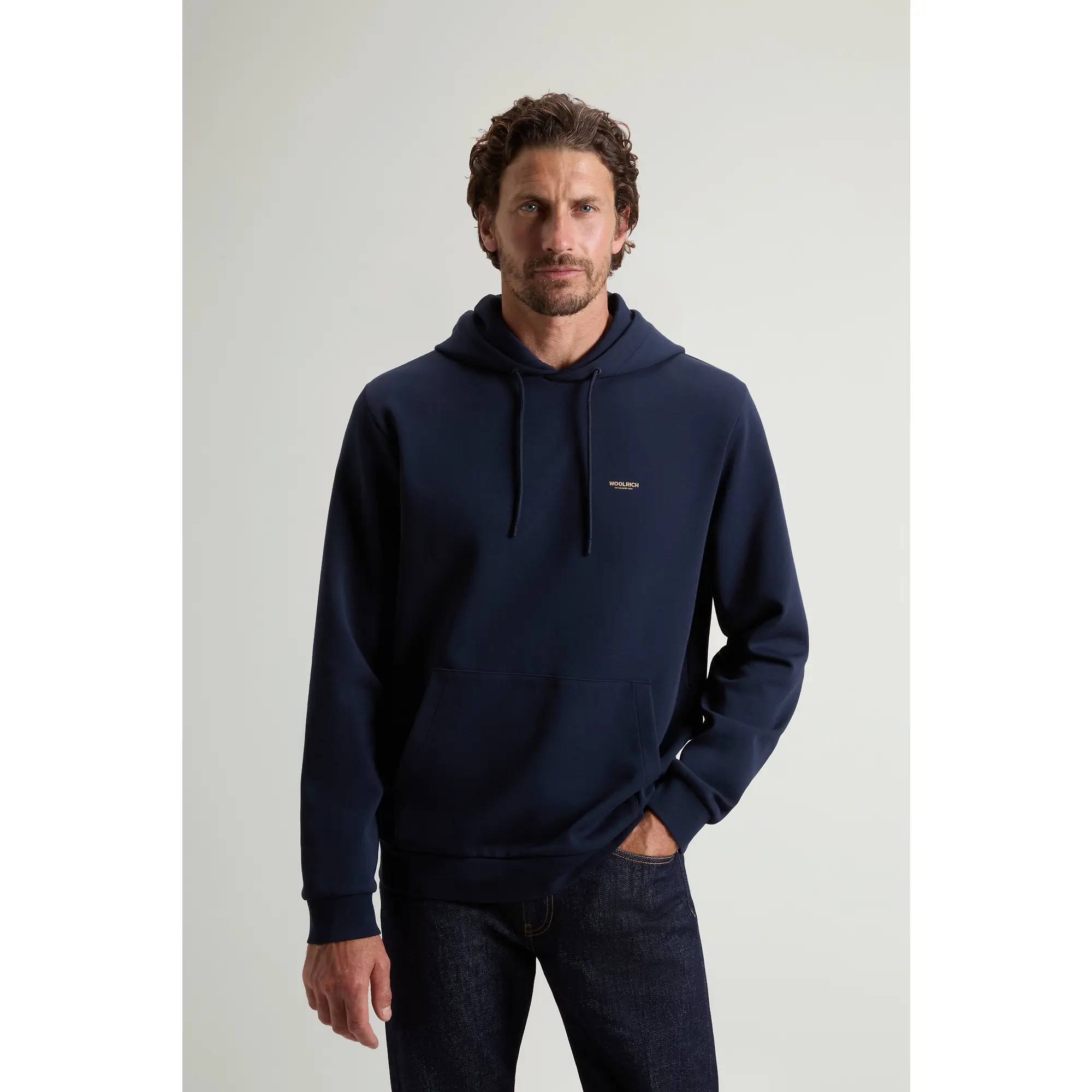 Product image 2 of 5 of Woolrich Men's Cotton-Blend Interlock Hooded Sweatshirt - Melton Blue