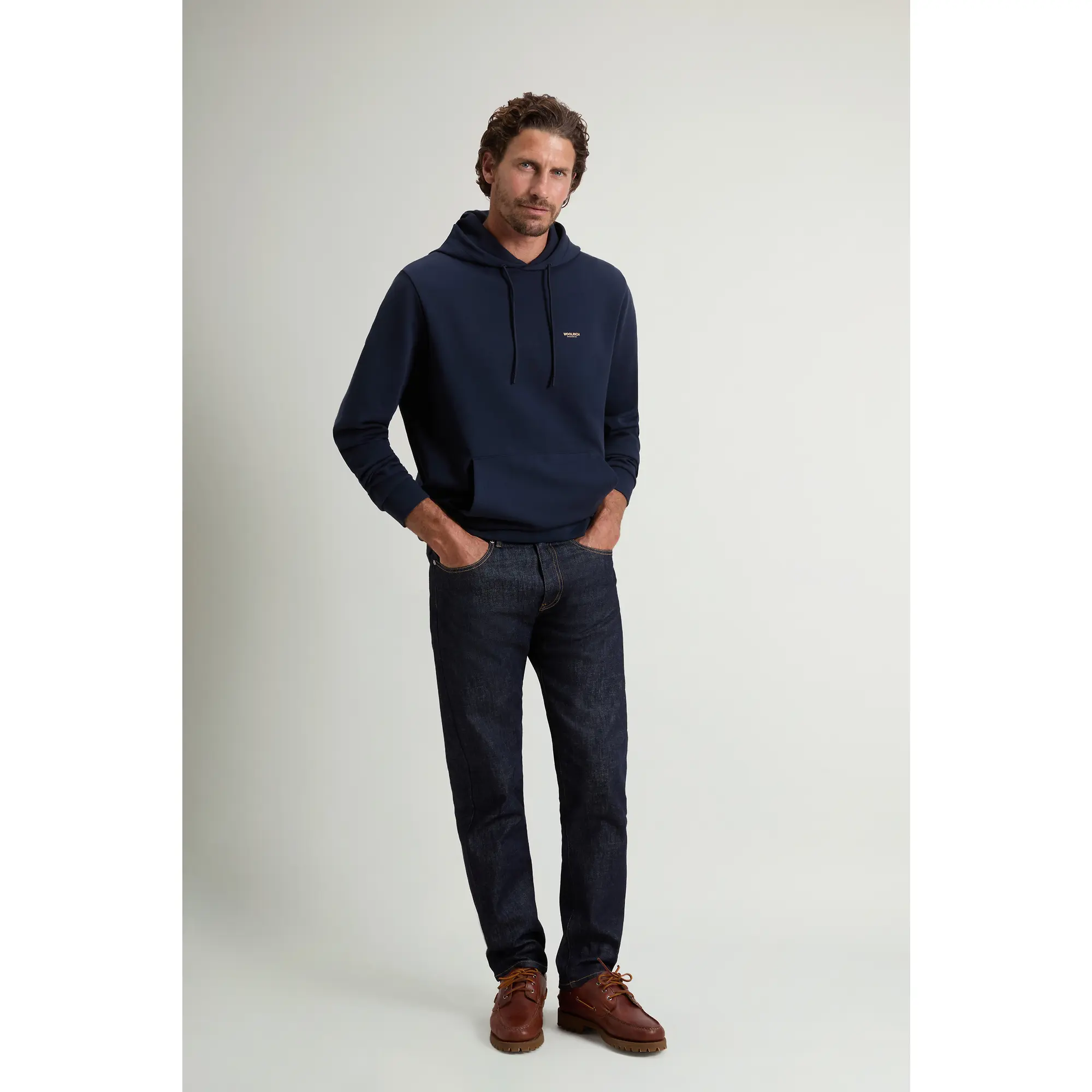 Product image 3 of 5 of Woolrich Men's Cotton-Blend Interlock Hooded Sweatshirt - Melton Blue