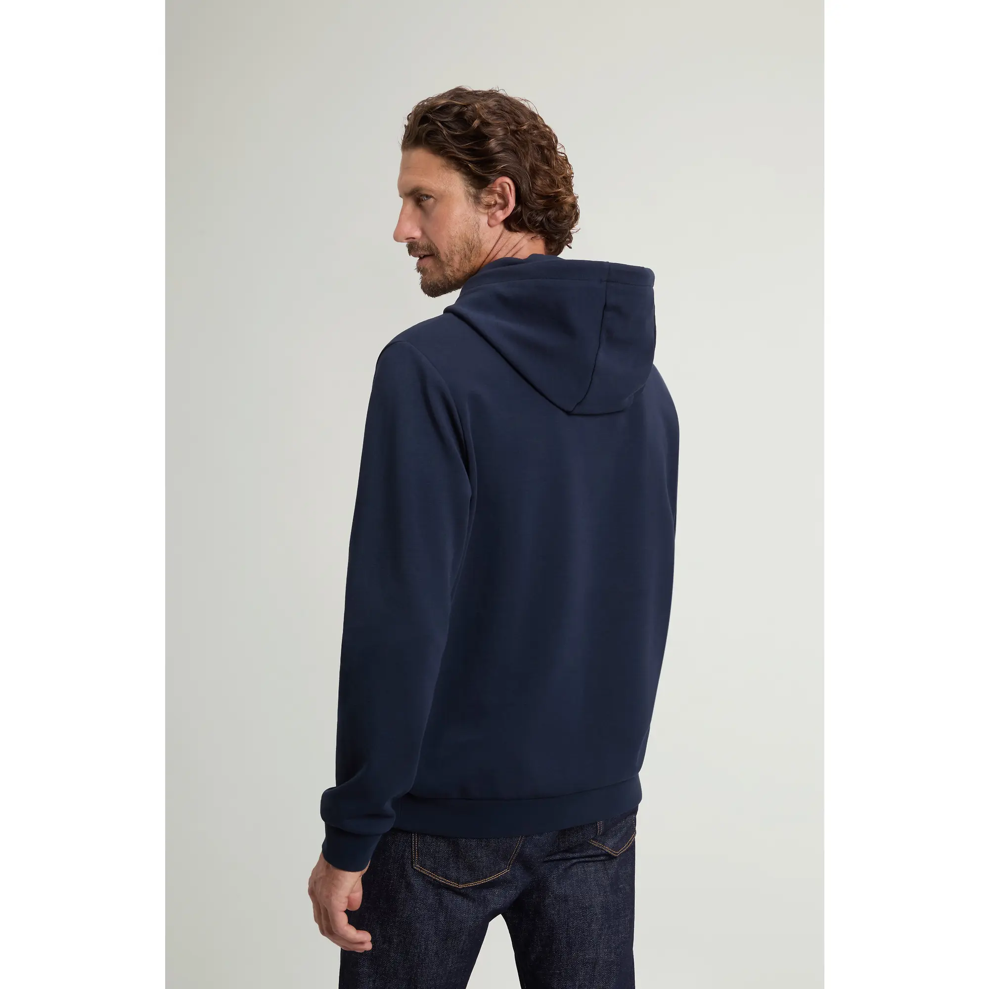 Product image 4 of 5 of Woolrich Men's Cotton-Blend Interlock Hooded Sweatshirt - Melton Blue