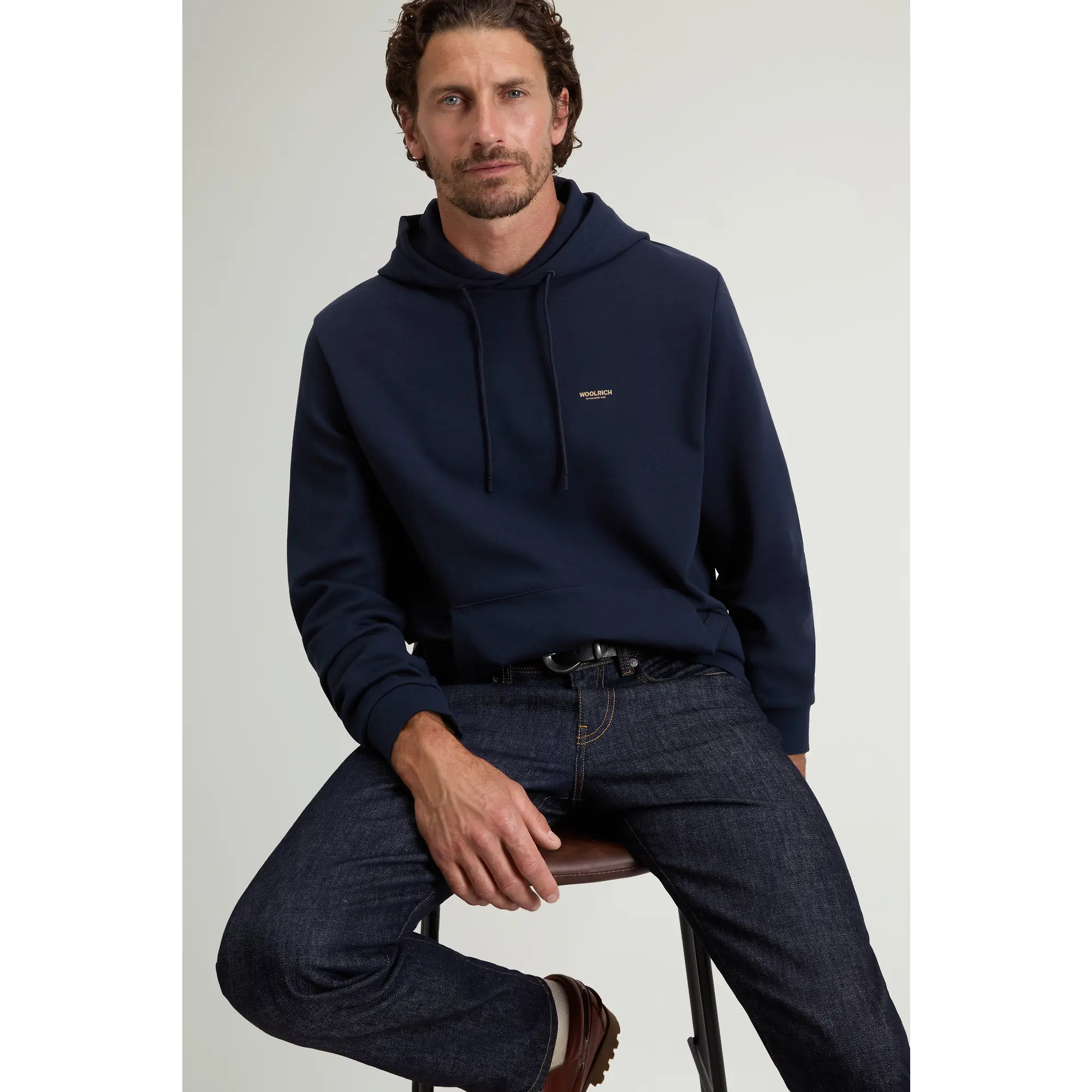 Product image 5 of 5 of Woolrich Men's Cotton-Blend Interlock Hooded Sweatshirt - Melton Blue