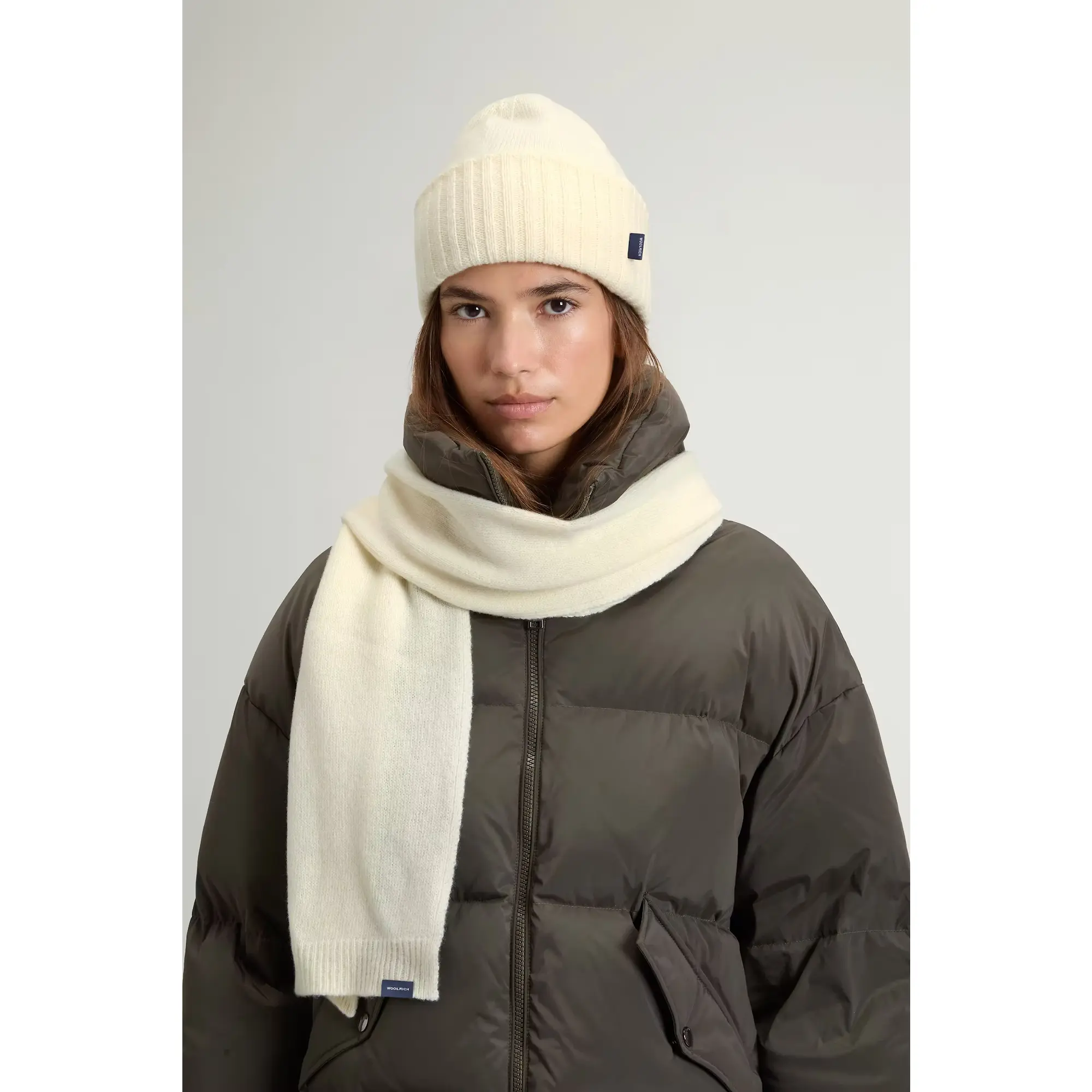 Product image 2 of 4 of Woolrich Women's Made in Italy Wool-Blend Beanie and Scarf Gift Set - Milky Cream
