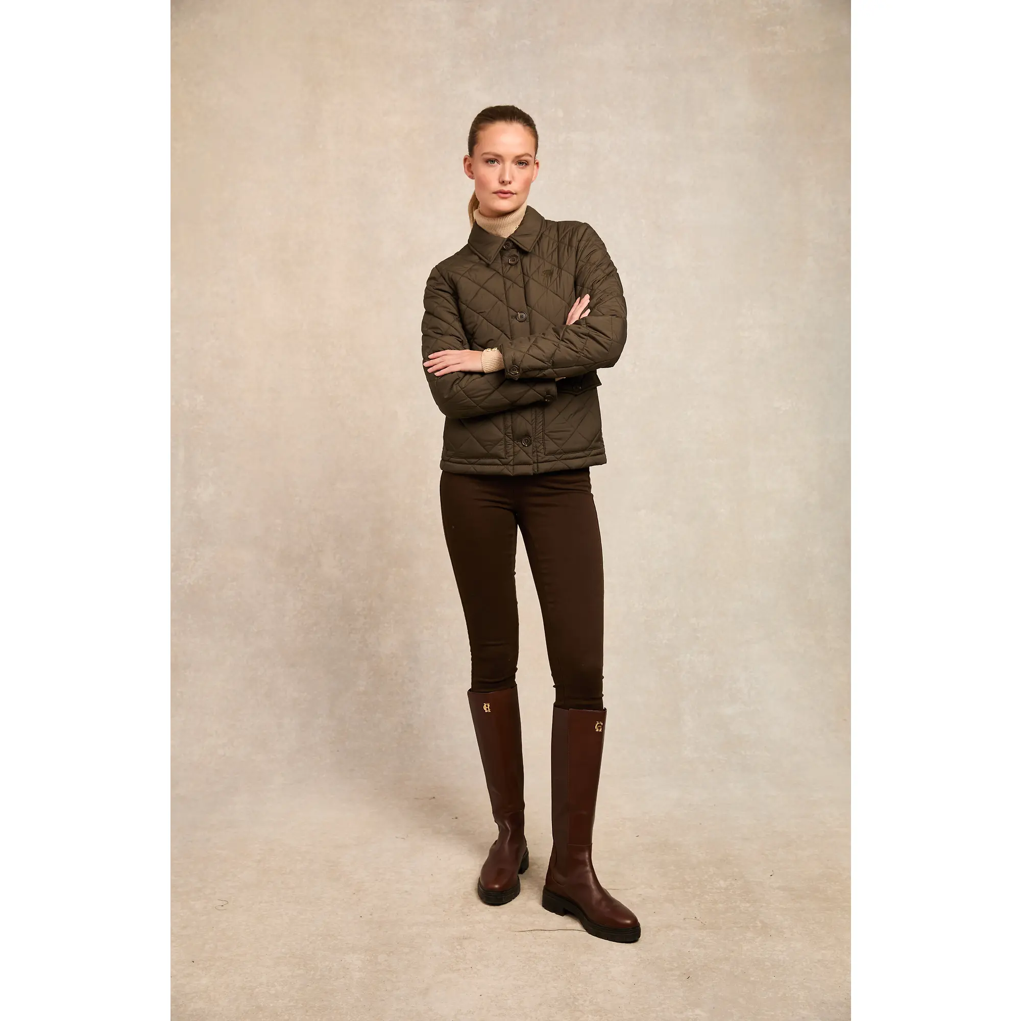 Product image 4 of 9 of Holland Cooper Women's Quilted Coach Jacket - Heritage Khaki