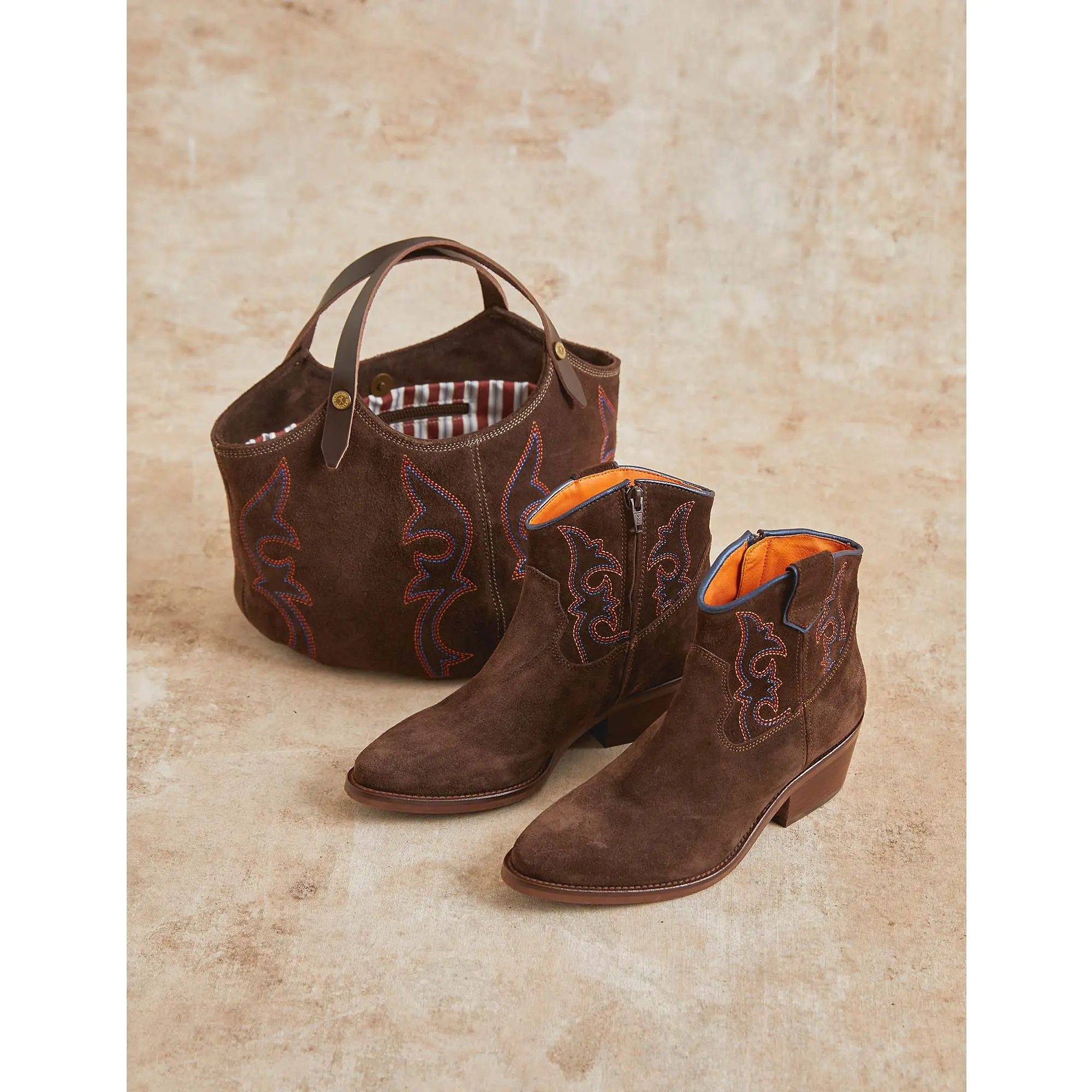 Product image 9 of 9 of Penelope Chilvers Women's Cassidy Suede Embroidered Boots - Bitter Chocolate
