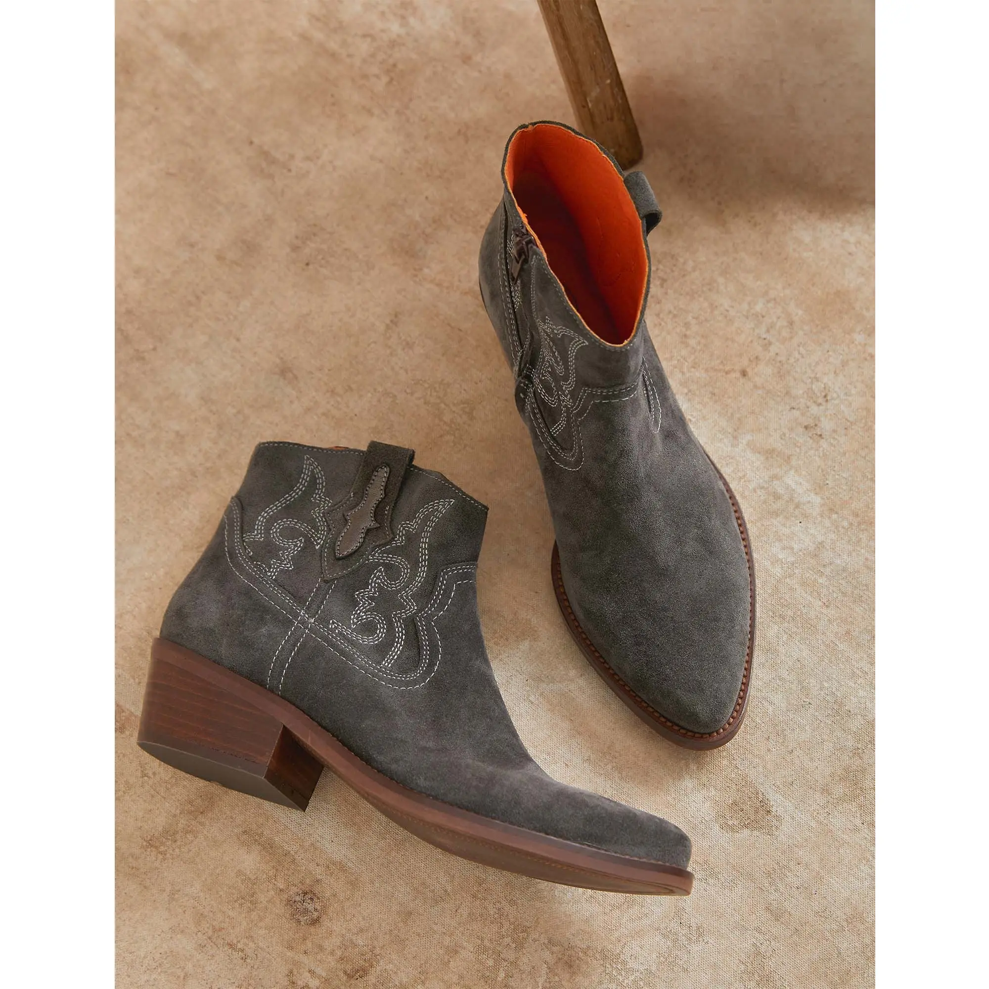 Product image 2 of 5 of Penelope Chilvers Women's Cassidy Suede Embroidered Boots - Slate