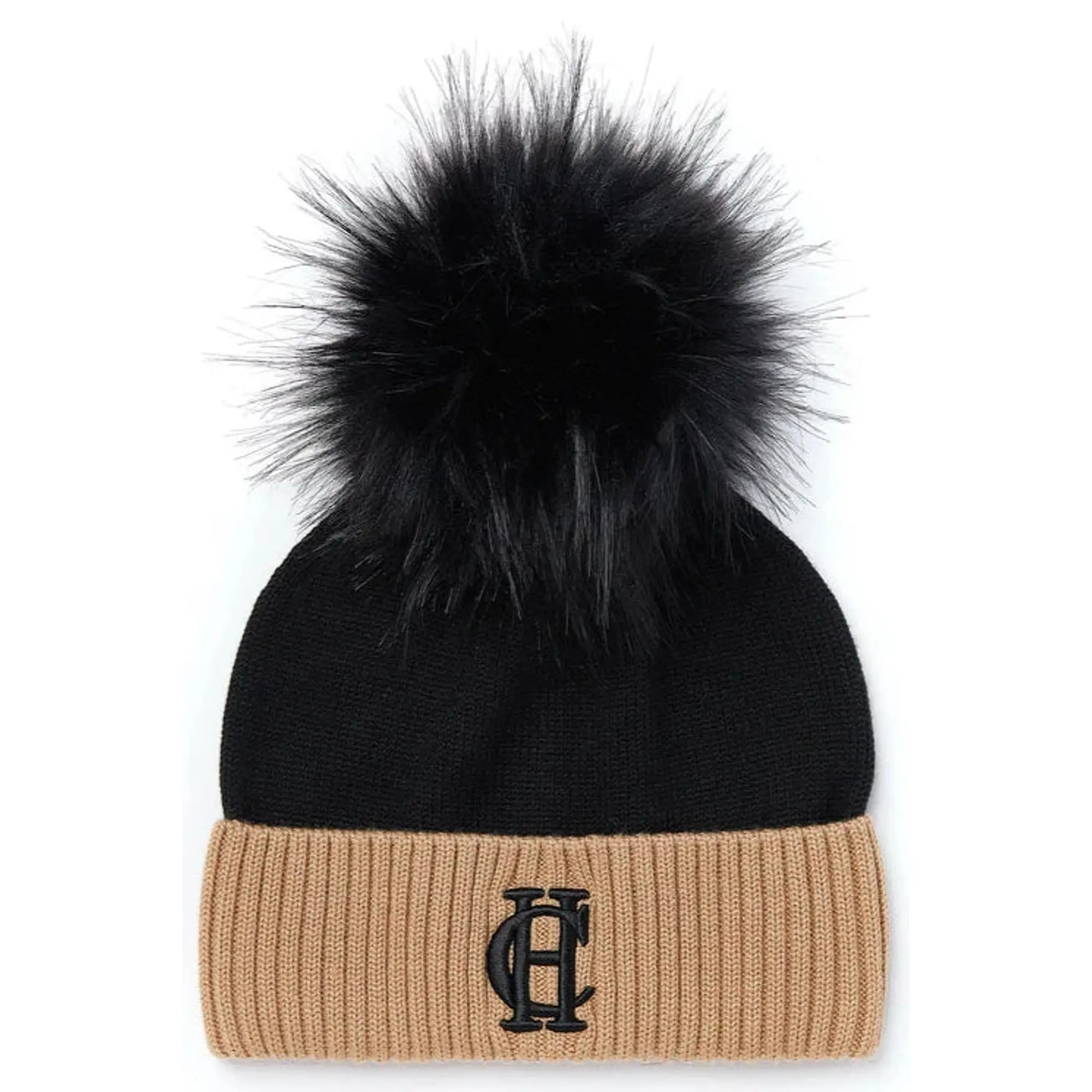 Product image 1 of 5 of Holland Cooper Chelsea Merino Beanie Bobble Hat - Black