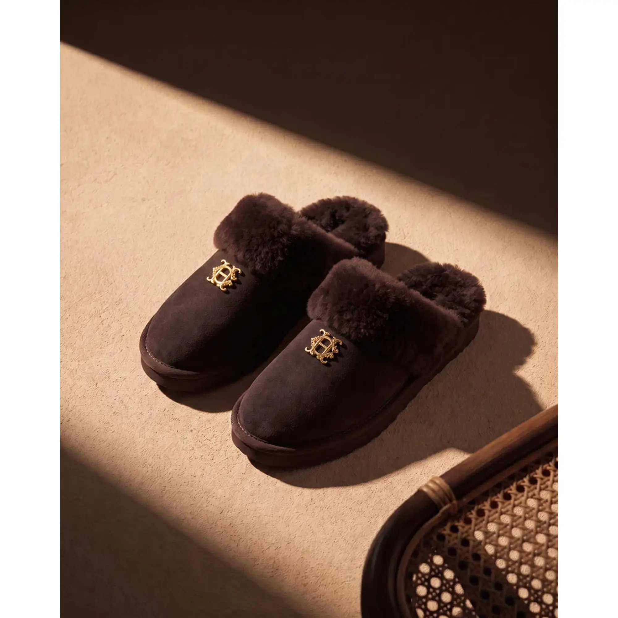 Product image 2 of 5 of Holland Cooper Women's Classic Shearling Slippers - Chocolate