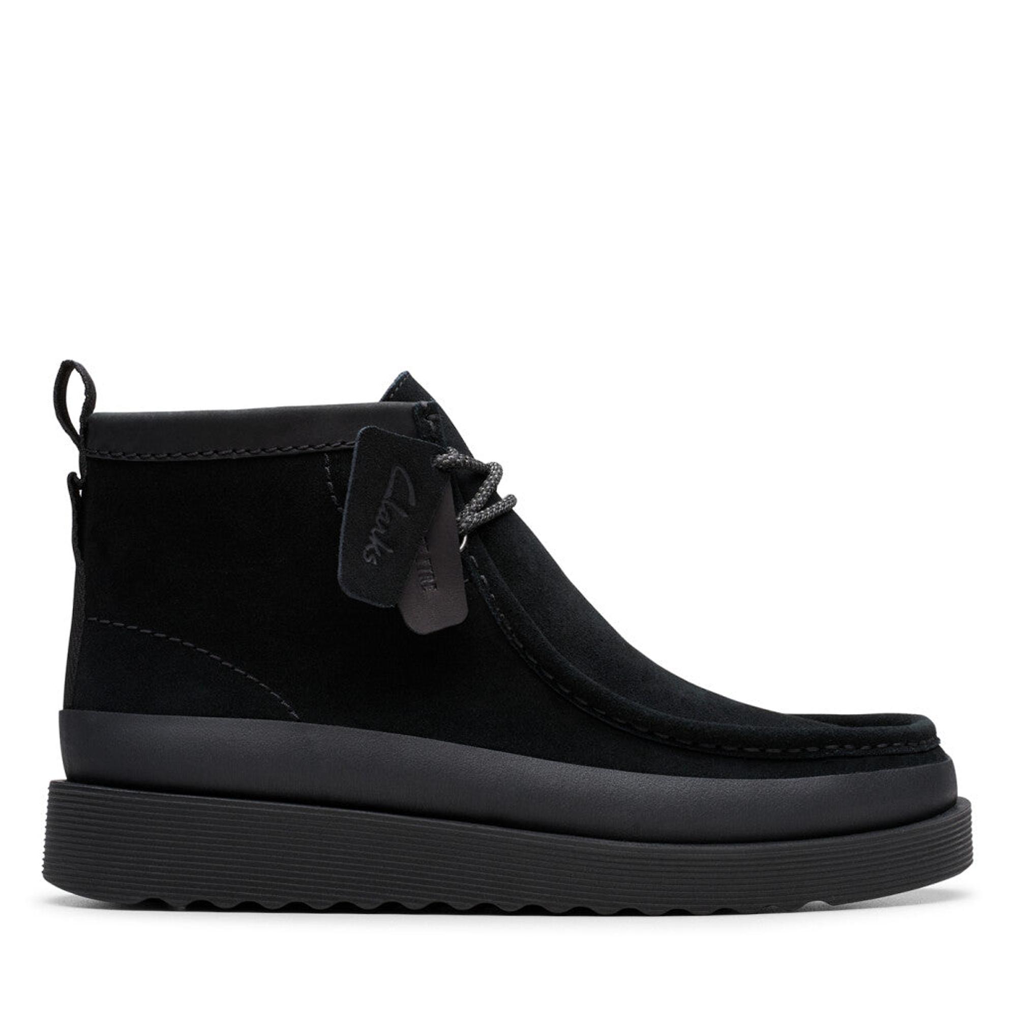 Clarks Men's Wallabee FTR2 Hi Boots - Black Suede | British Attire