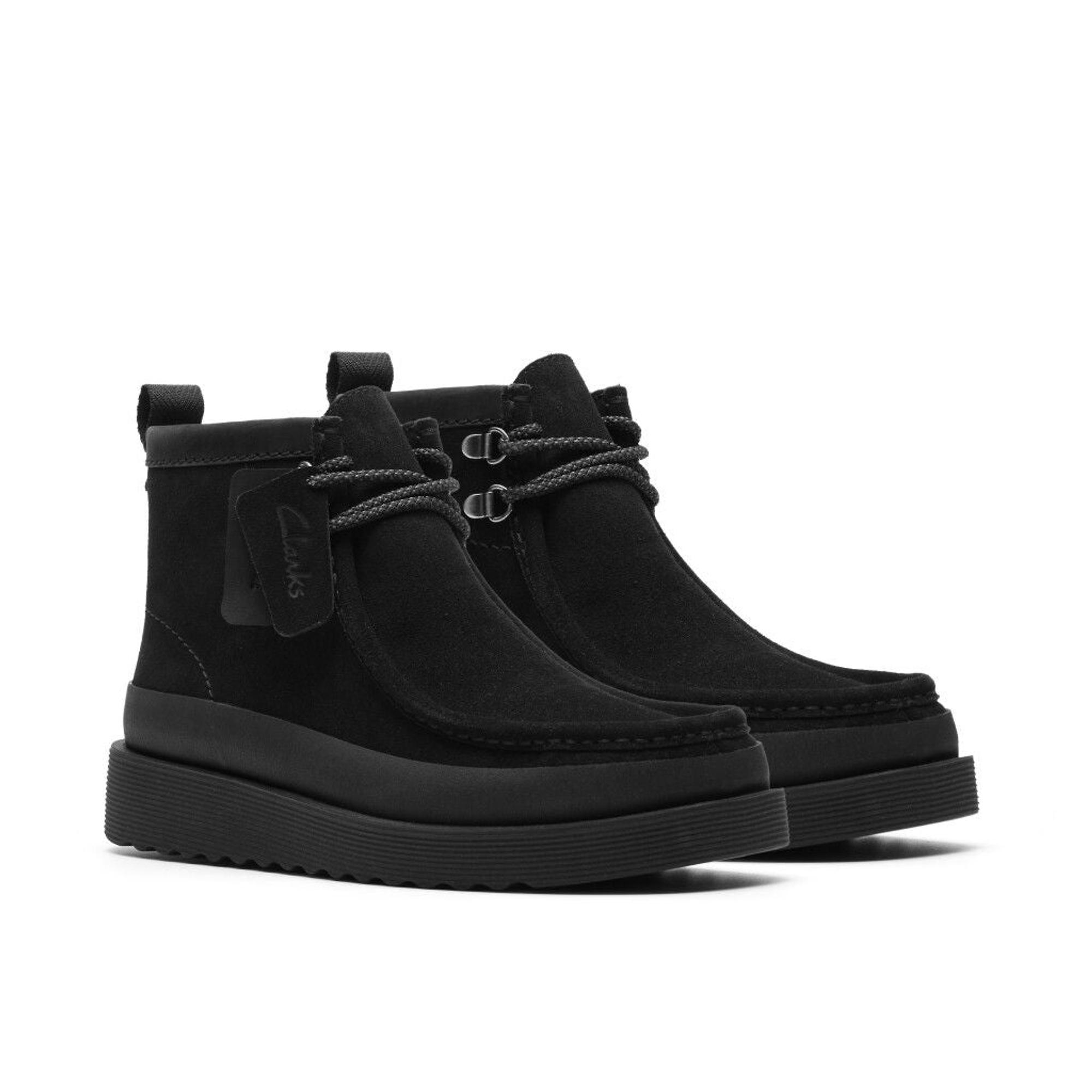 Clarks Men's Wallabee FTR2 Hi Boots - Black Suede | British Attire