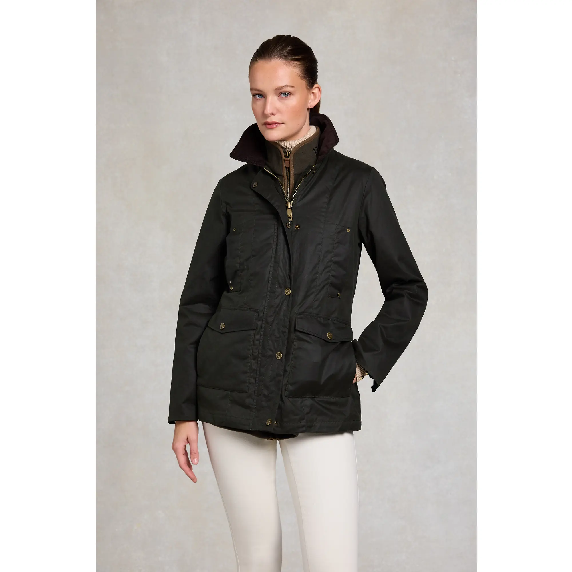Product image 2 of 11 of Holland Cooper Women's Classic Waxed Jacket - Dark Olive