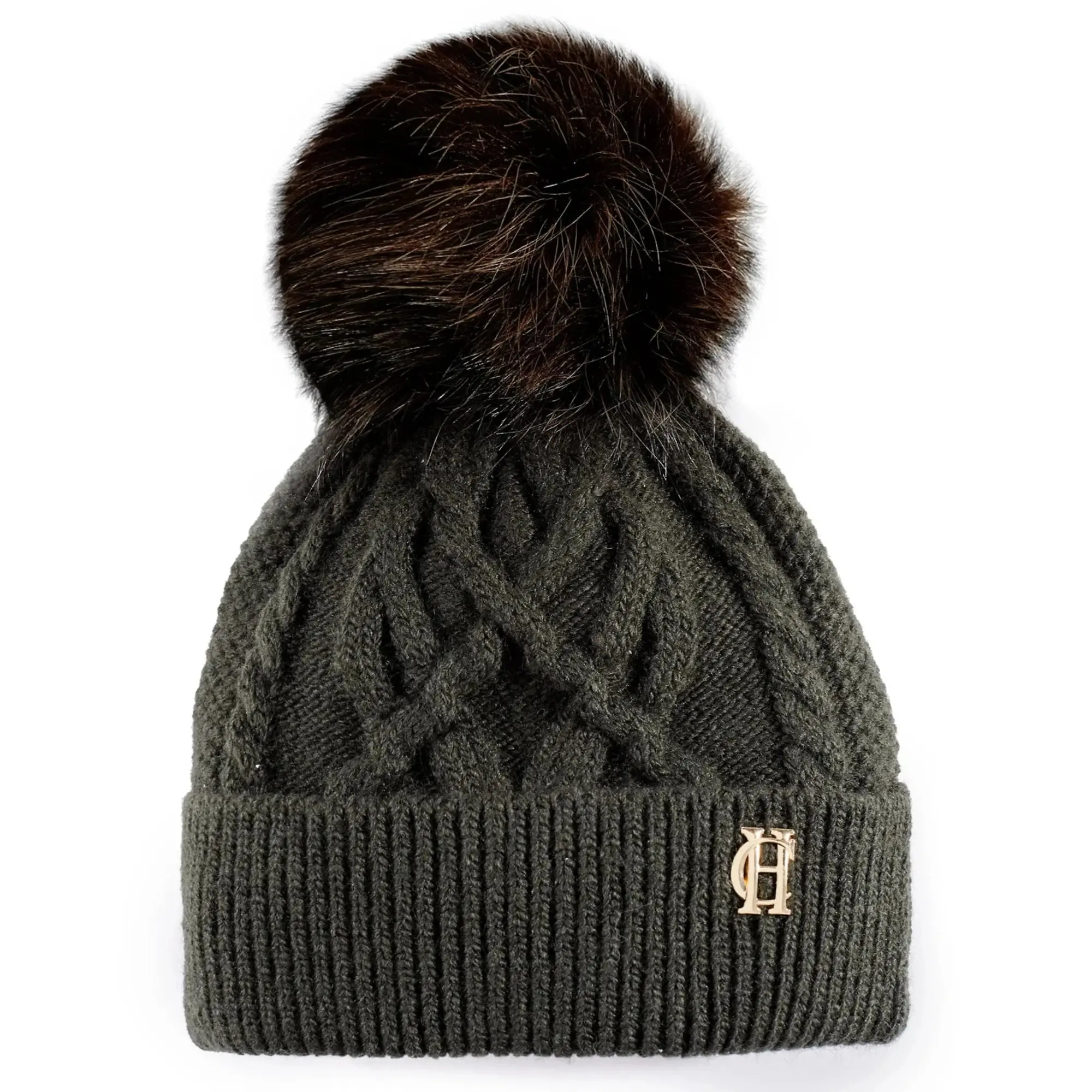 Product image 1 of 4 of Holland Cooper Cortina Beanie Bobble Hat -  Fern Green Mink
