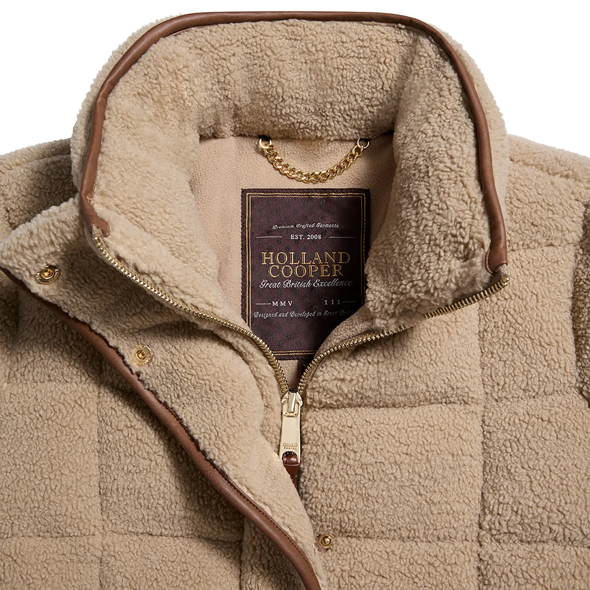 Product image 7 of 8 of Holland Cooper Women's Crawford Padded Jacket - Natural Borg