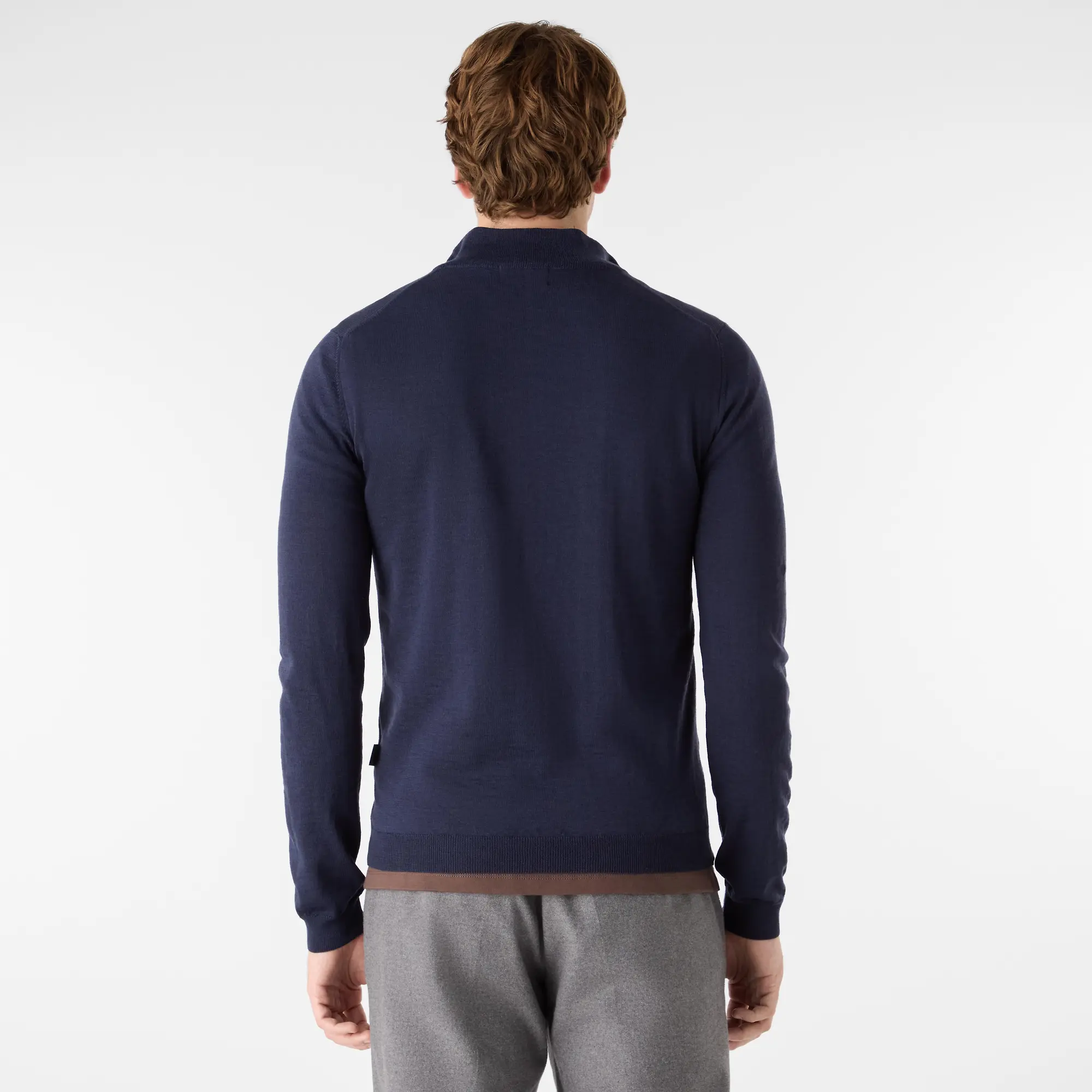 Product image 3 of 6 of Oliver Sweeney Men's Curragh Merino Wool Quarter Zip Jumper - Navy Marl