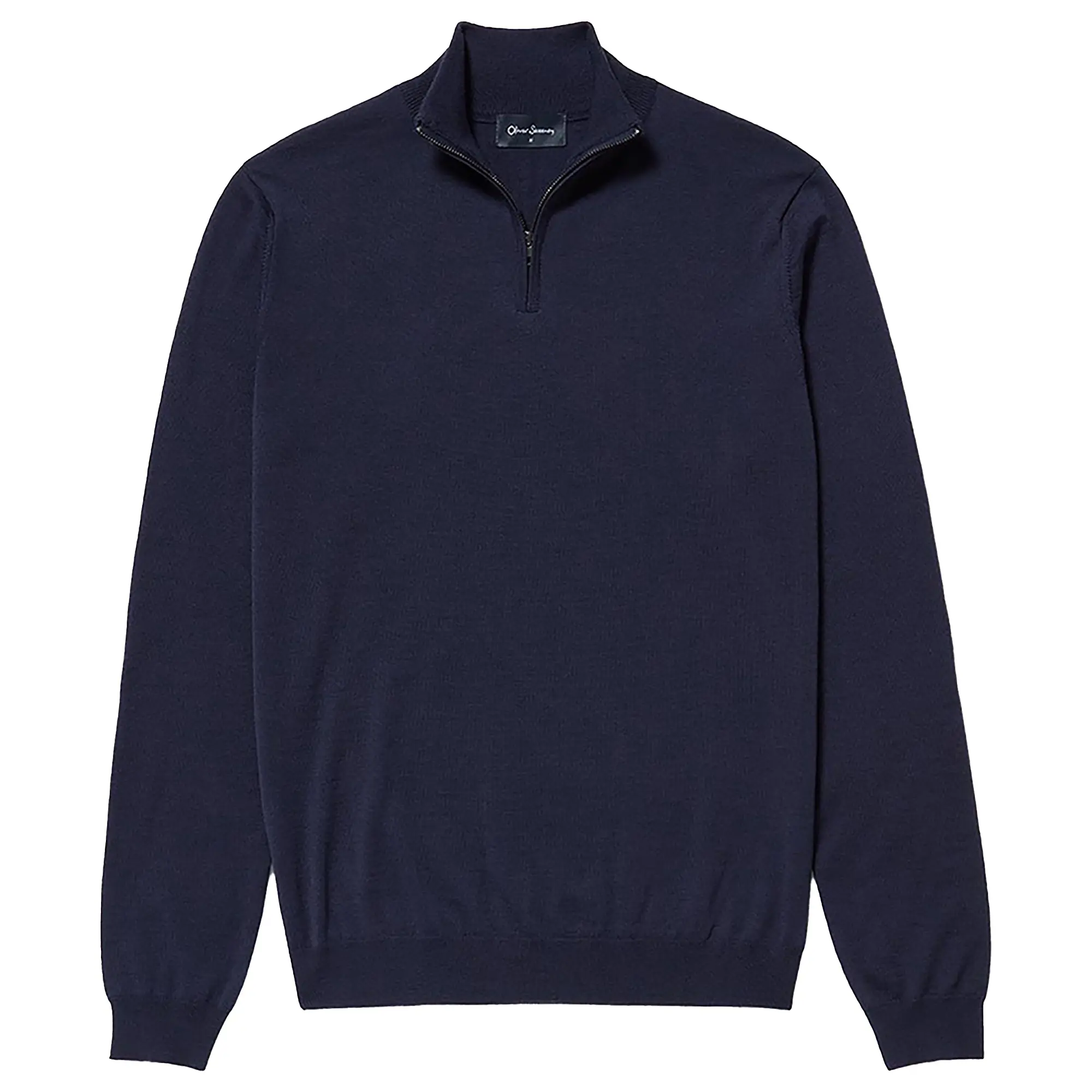 Product image 1 of 6 of Oliver Sweeney Men's Curragh Merino Wool Quarter Zip Jumper - Navy Marl