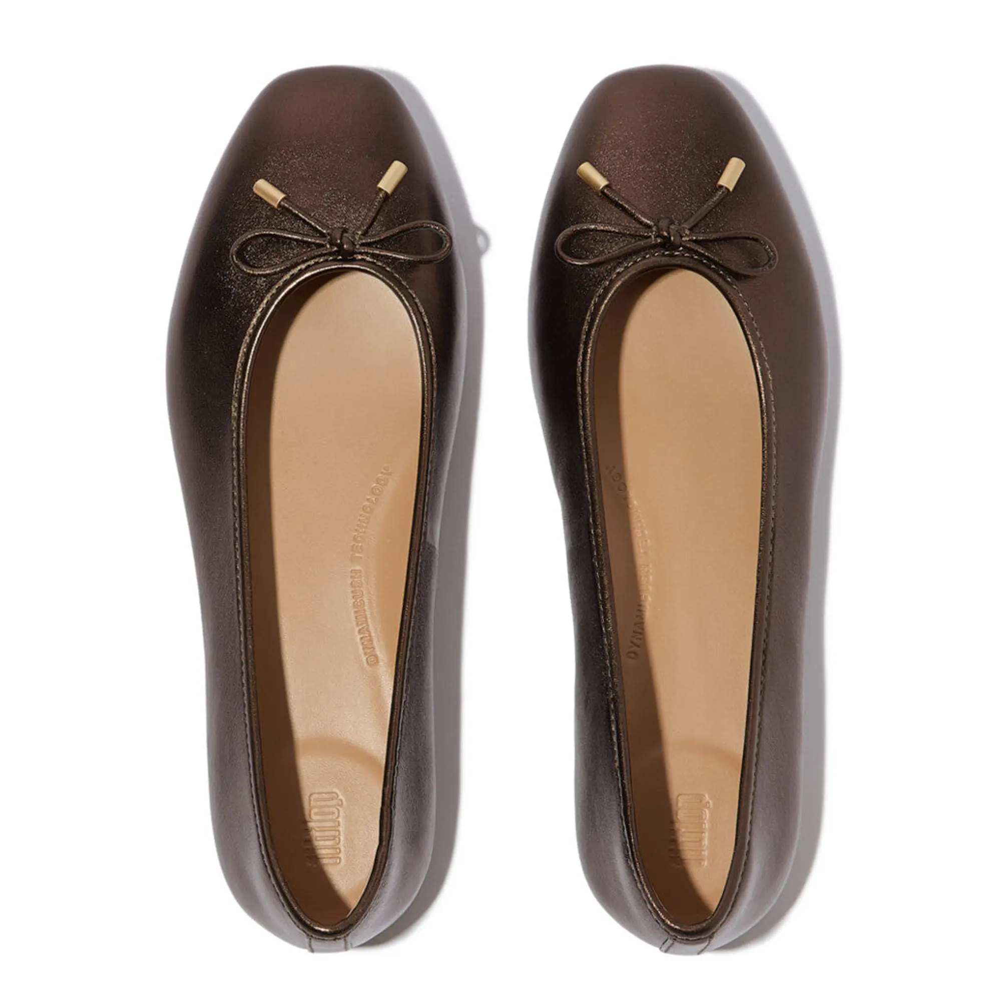 Product image 2 of 7 of FitFlop Women's DELICATO Bow Soft Metallic-Leather Ballerina Flats - Metallic Chocolate Brown