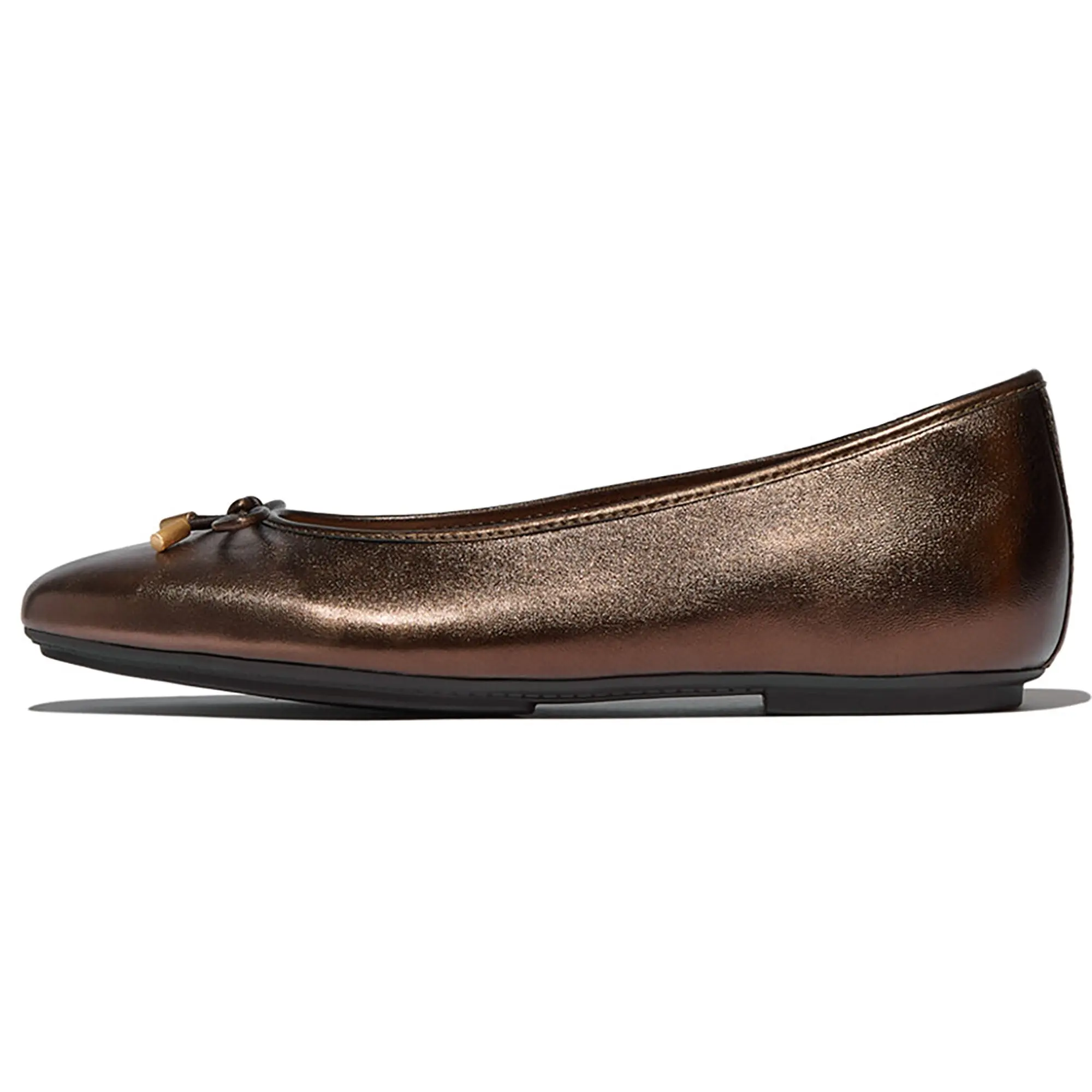 Product image 7 of 7 of FitFlop Women's DELICATO Bow Soft Metallic-Leather Ballerina Flats - Metallic Chocolate Brown