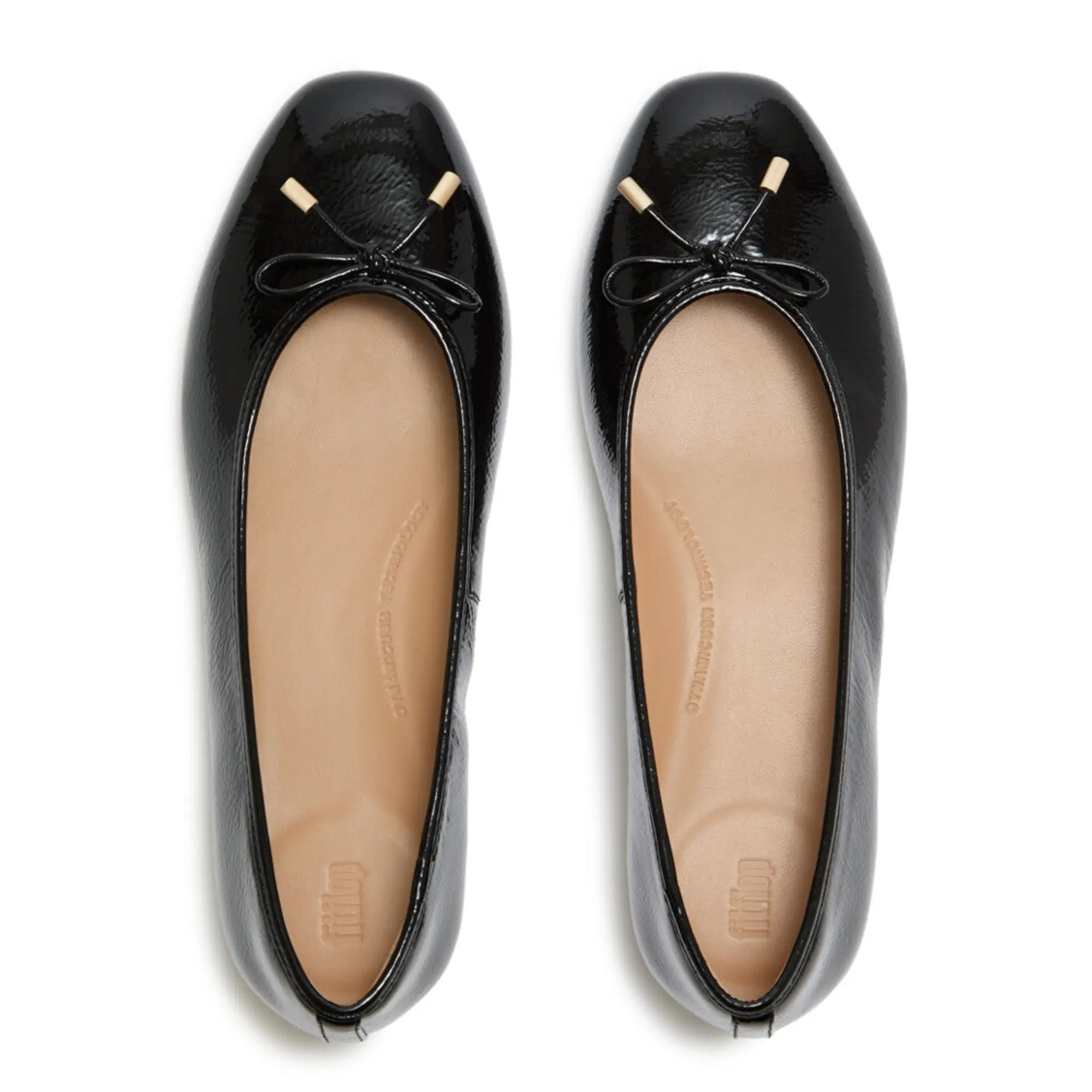 Product image 3 of 7 of FitFlop Women's Delicato Bow Textured Patent-Leather Ballet Flats - Black