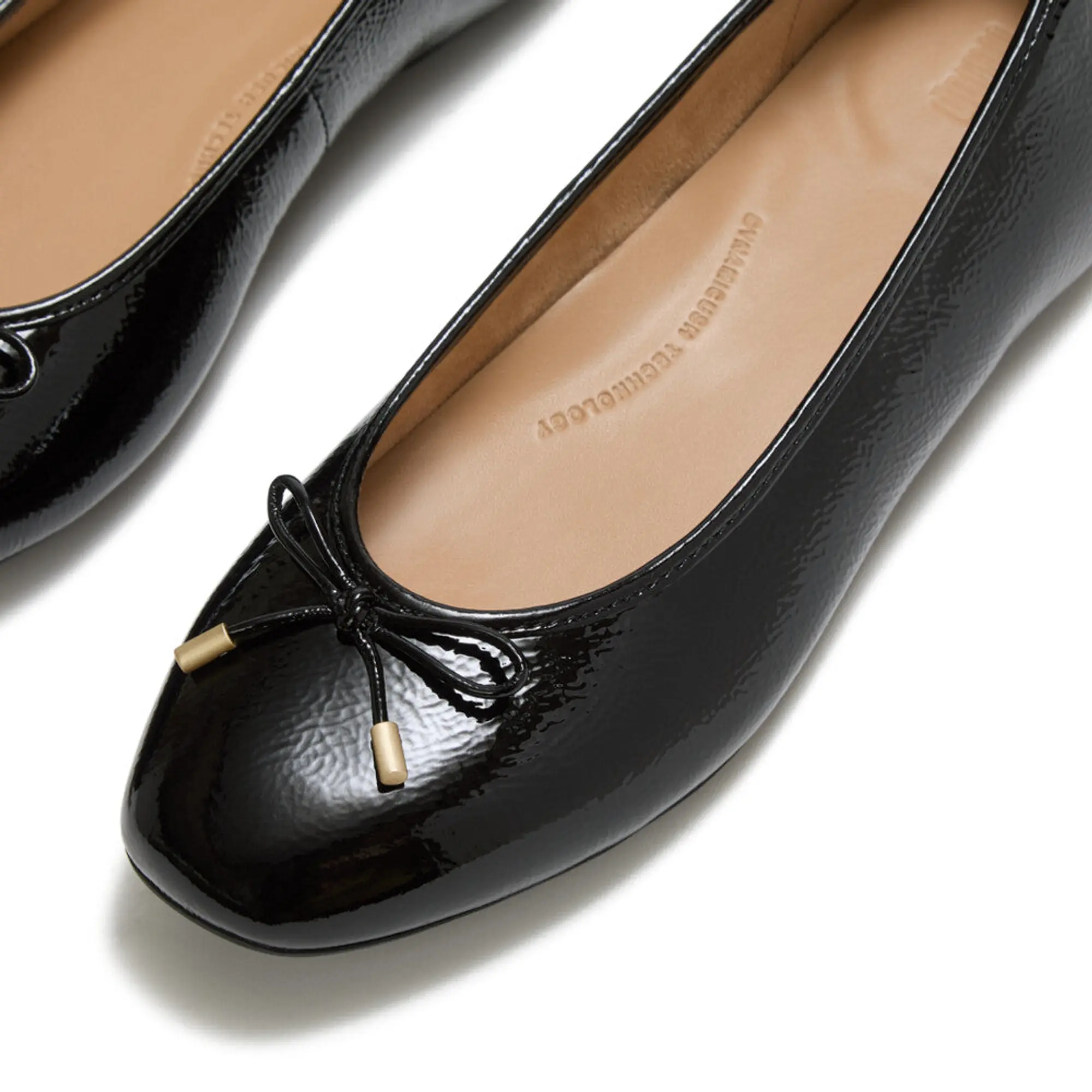 Product image 4 of 7 of FitFlop Women's Delicato Bow Textured Patent-Leather Ballet Flats - Black