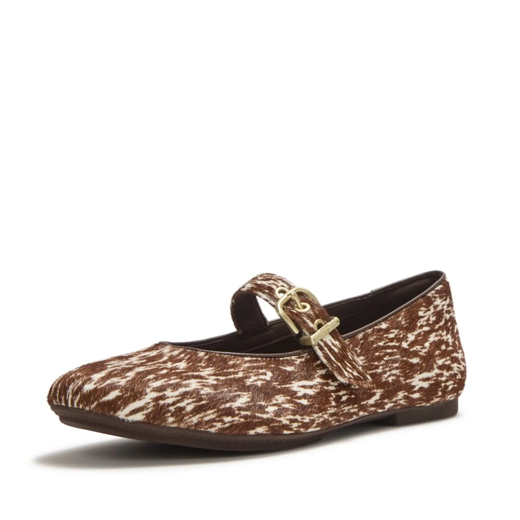 Product image 5 of 7 of FitFlop Women's Delicato Leather Pony-Hair Mary Janes - Brown / White