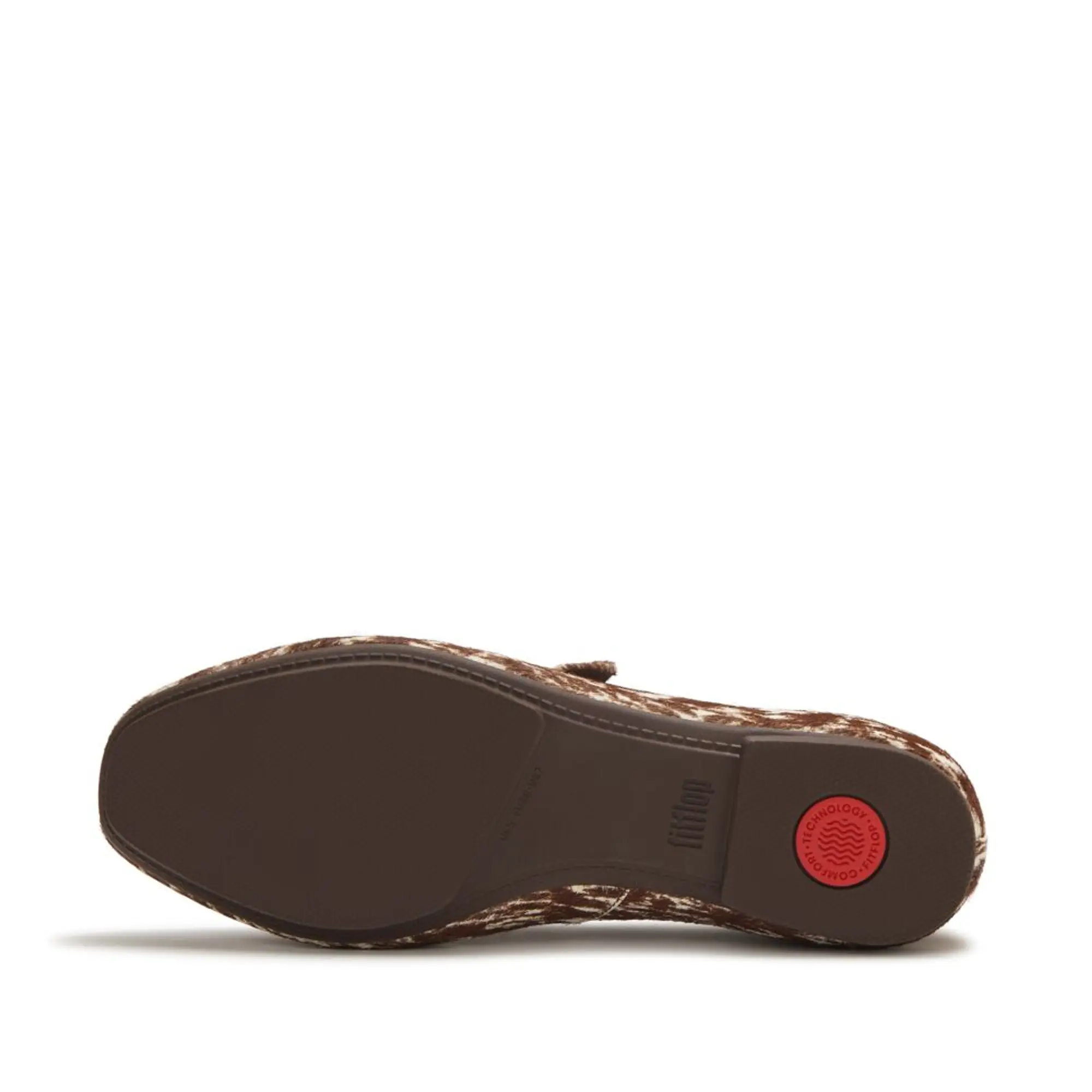 Product image 6 of 7 of FitFlop Women's Delicato Leather Pony-Hair Mary Janes - Brown / White
