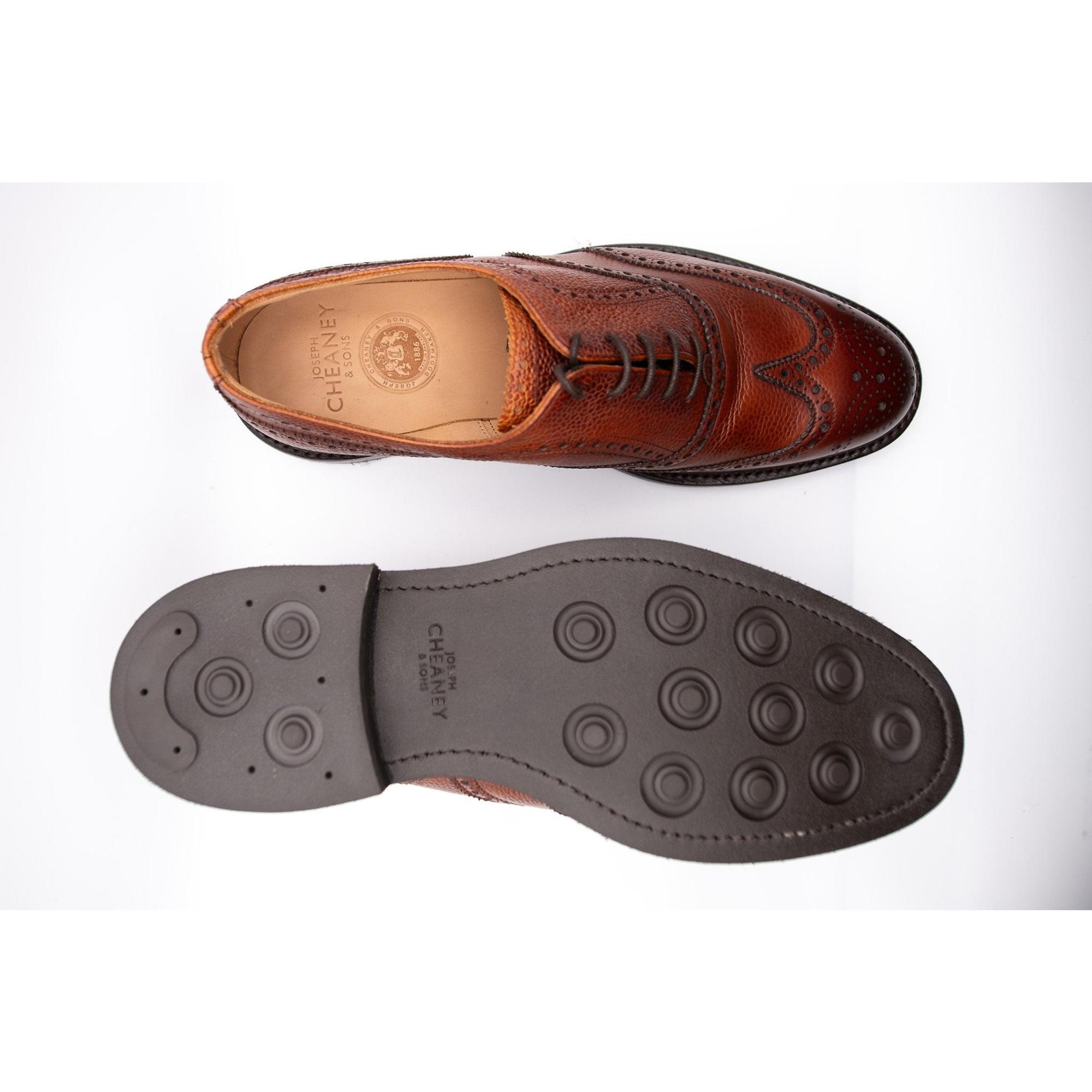 Cheaney Men's Hythe II R Wingcap Oxford Brogues - Mahogany Grain
