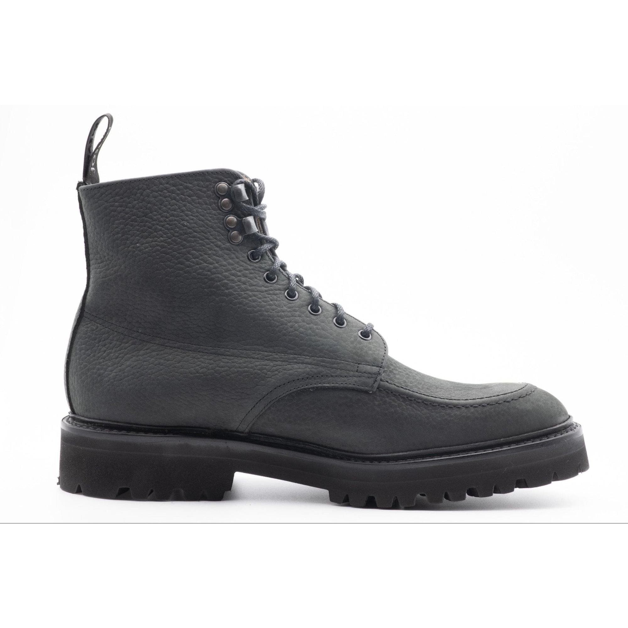 Cheaney Men's Brixton M Apron Derby Boots - Black Grain Nubuck