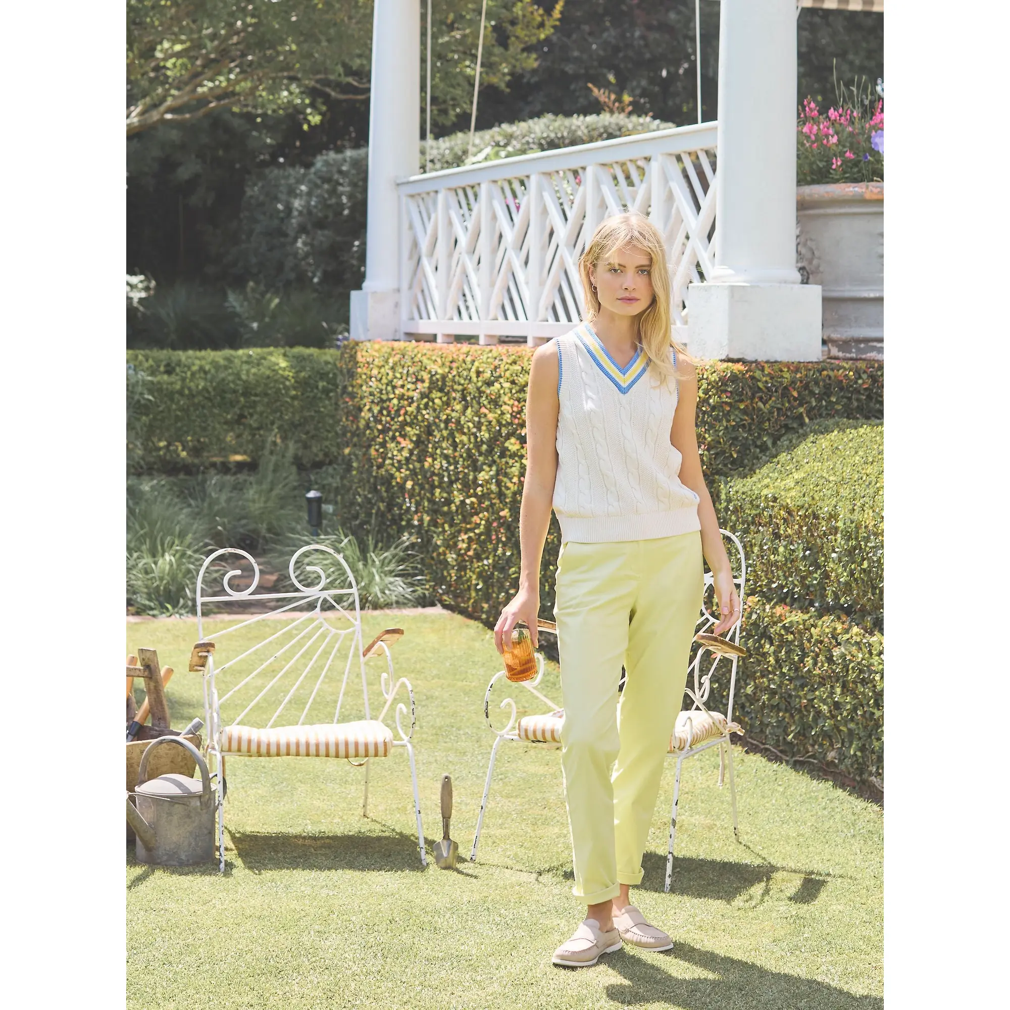 Product image 9 of 9 of Joules Women's Deuce Cable Knitted Vest - Cream