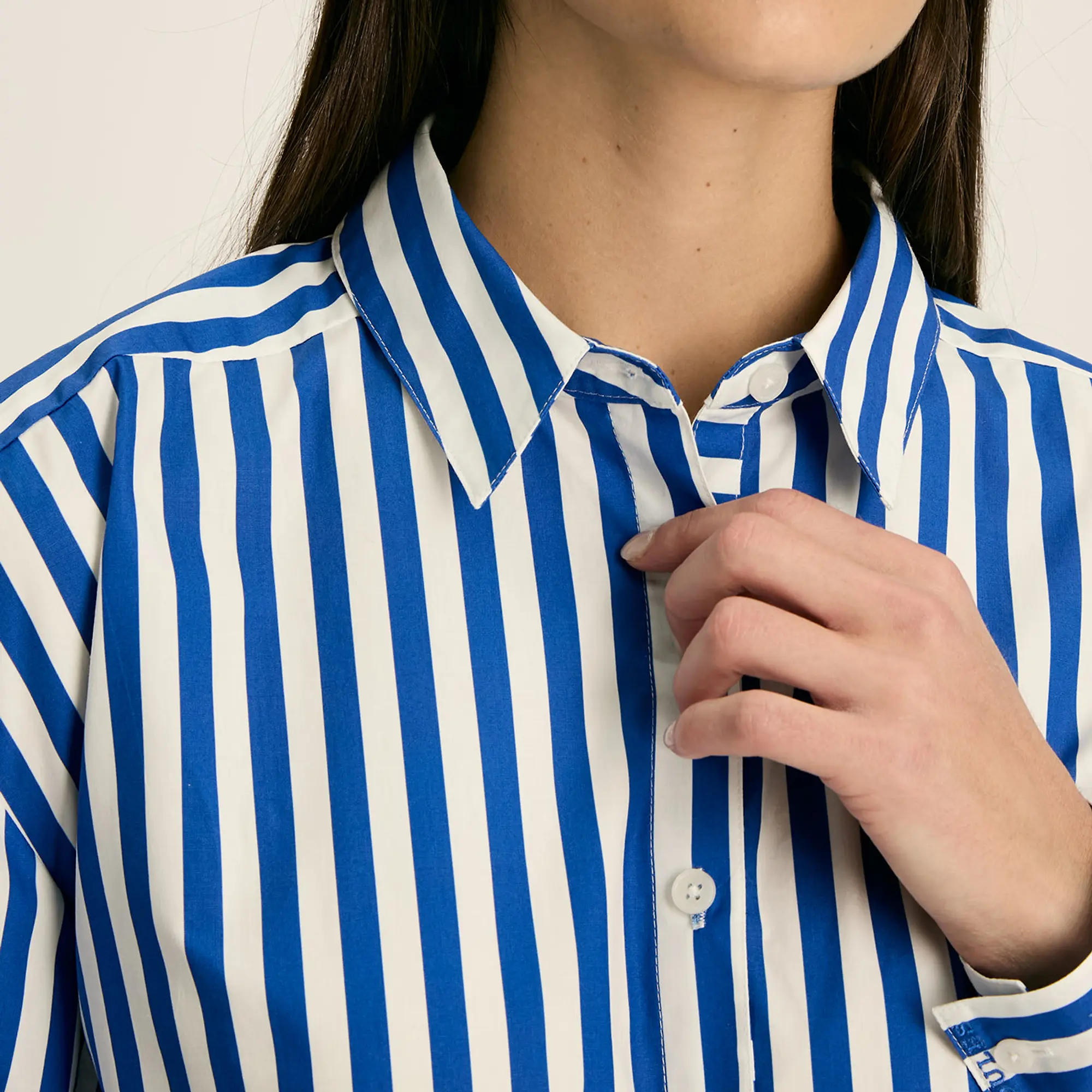 Product image 4 of 6 of Joules Women's Amilla Longline Relaxed Fit Shirt - Blue/White
