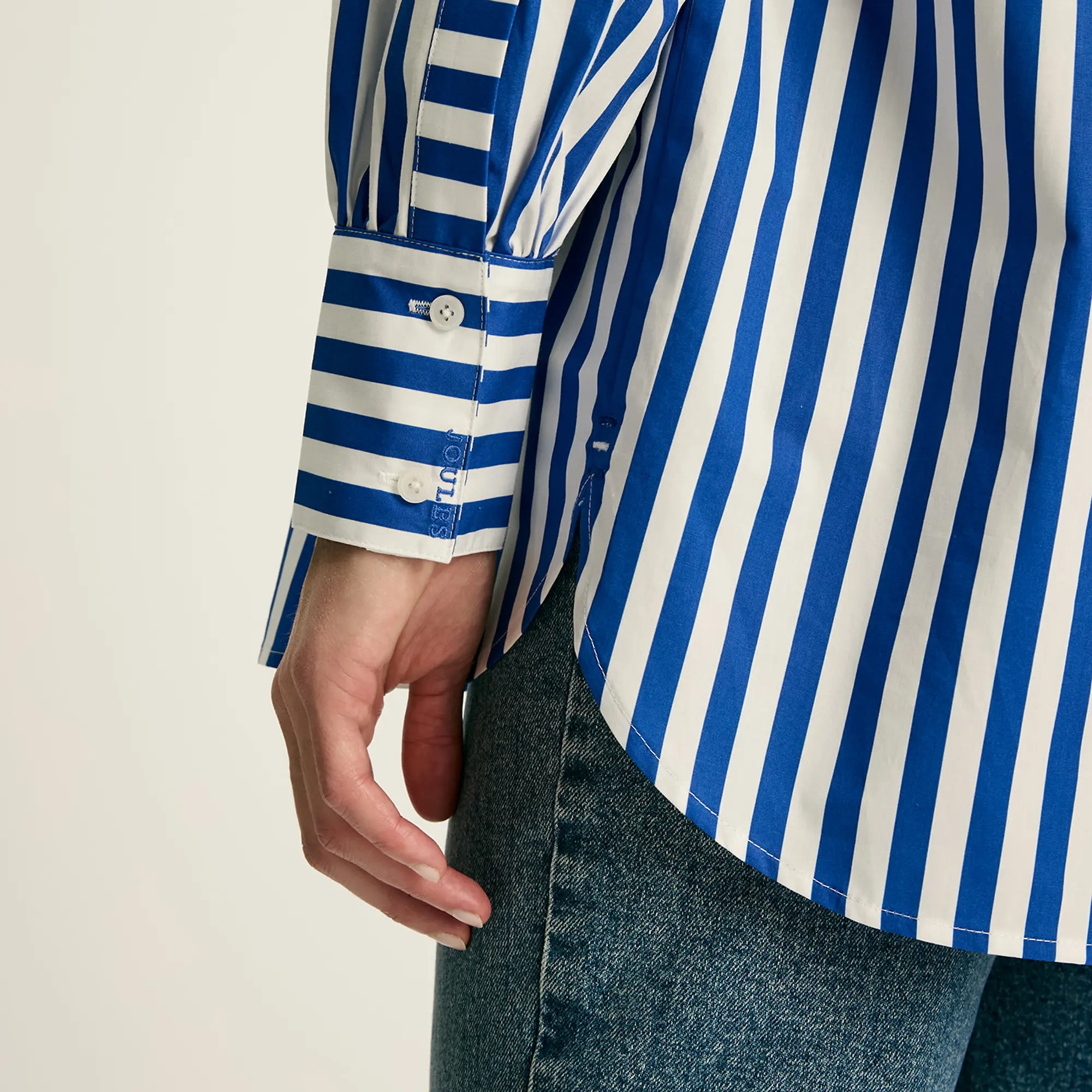 Product image 3 of 6 of Joules Women's Amilla Longline Relaxed Fit Shirt - Blue/White