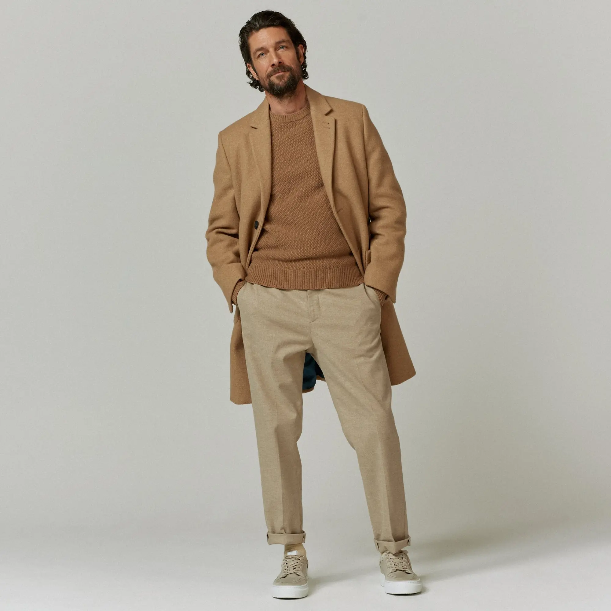 Product image 6 of 12 of Oliver Sweeney Men's Eglinton Italian Recycled Wool Overcoat - Wheat