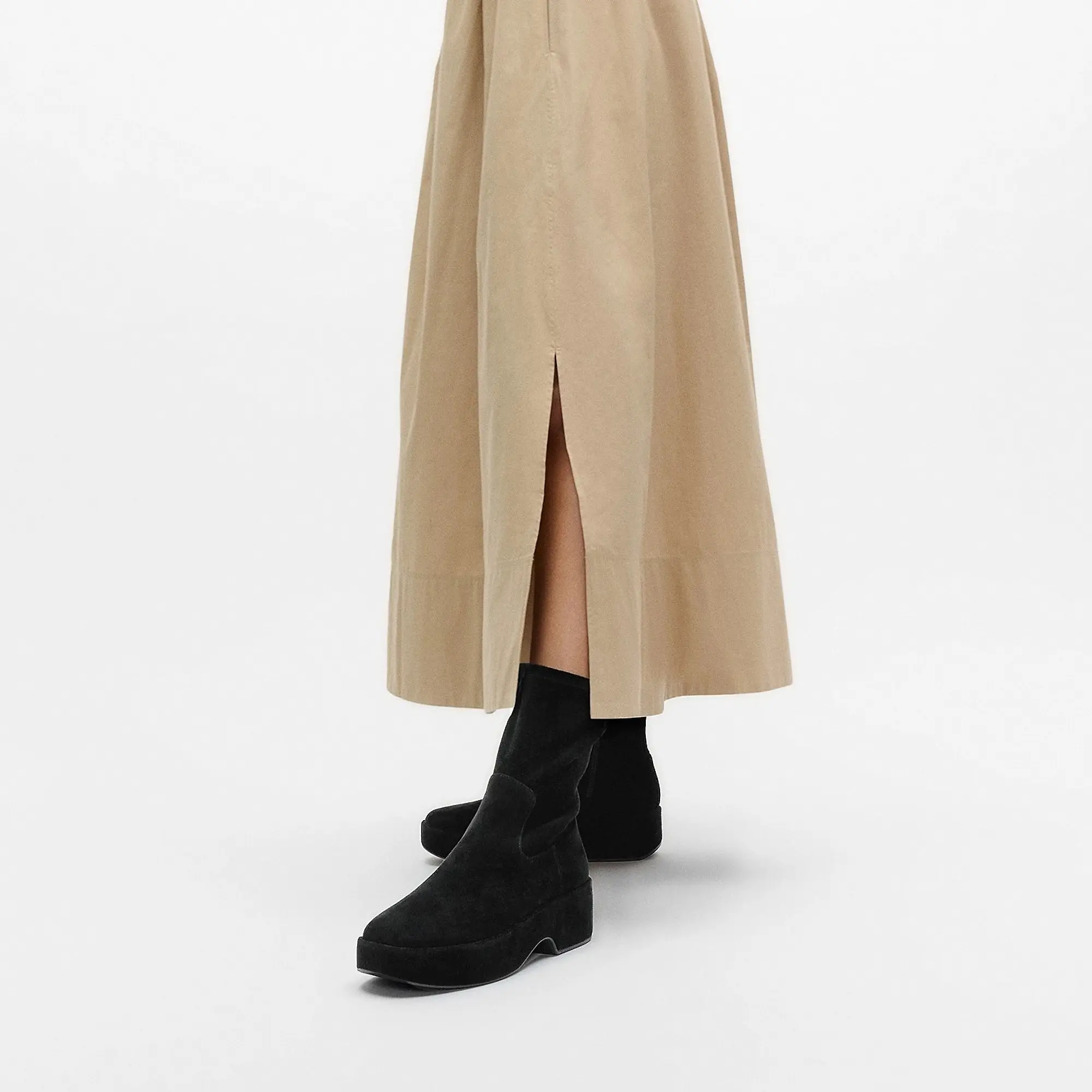 Product image 2 of 6 of FitFlop Women's F-LUMA Stretch Suede Demi-Wedge Mid-Calf Boots - All Black