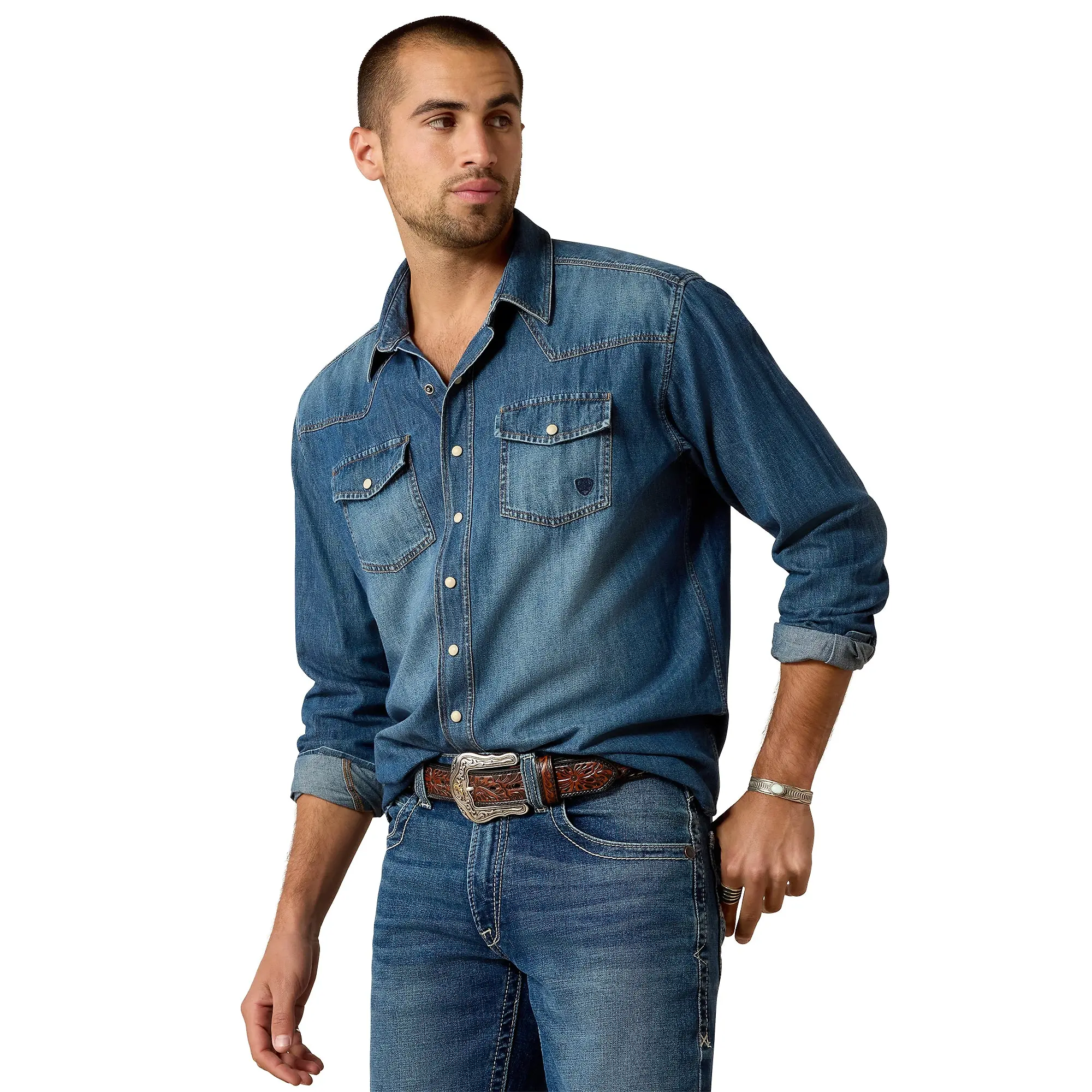 Product image 1 of 5 of Ariat Men's Denim Retro Fit Shirt - Stone