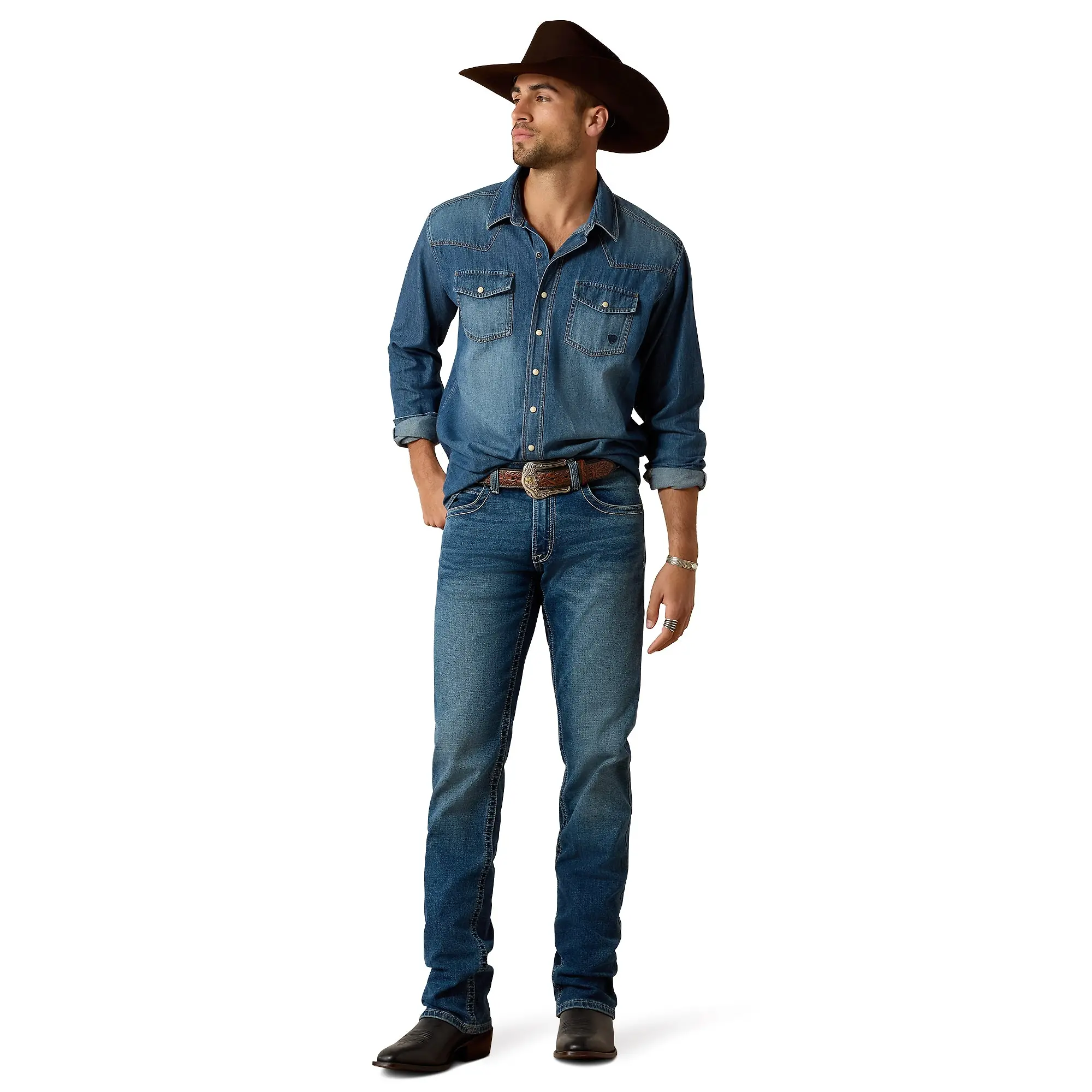 Product image 3 of 5 of Ariat Men's Denim Retro Fit Shirt - Stone