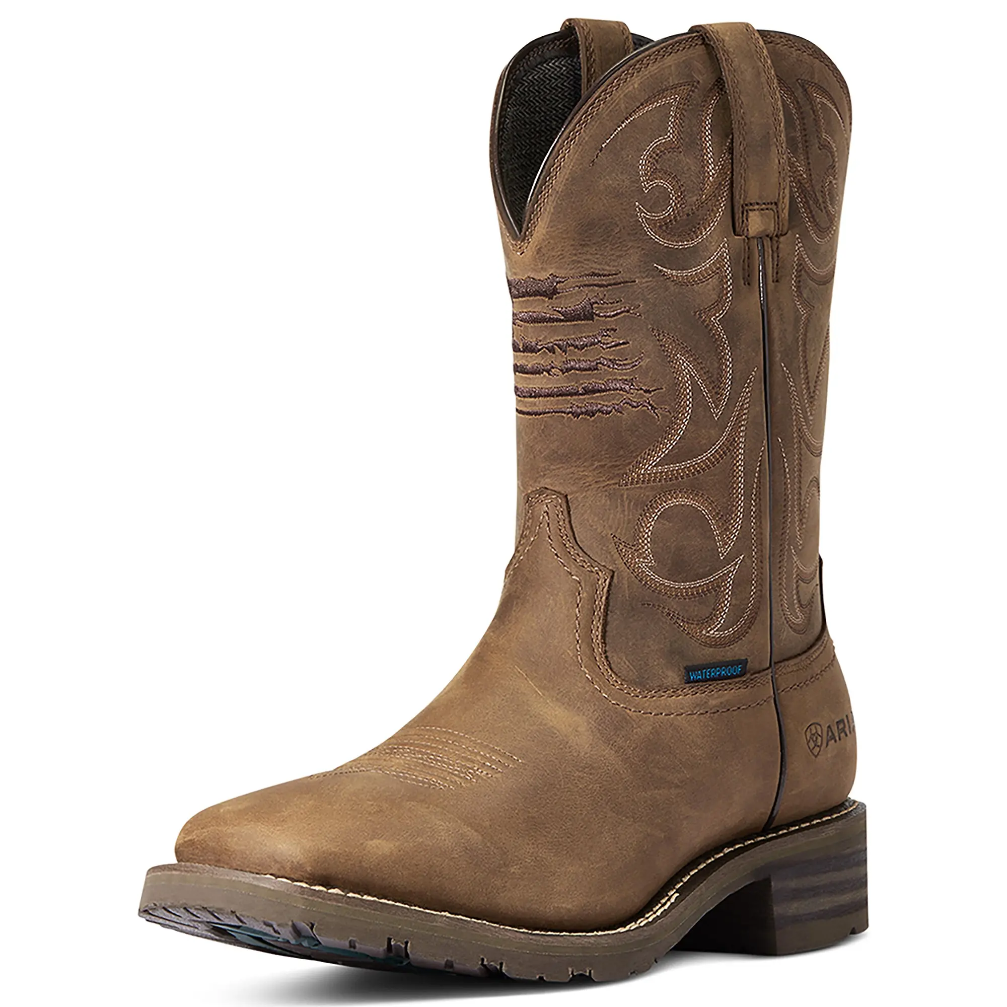 Product image 1 of 6 of Ariat Men's Hybrid Patriot Waterproof Western Boots - Distressed Brown