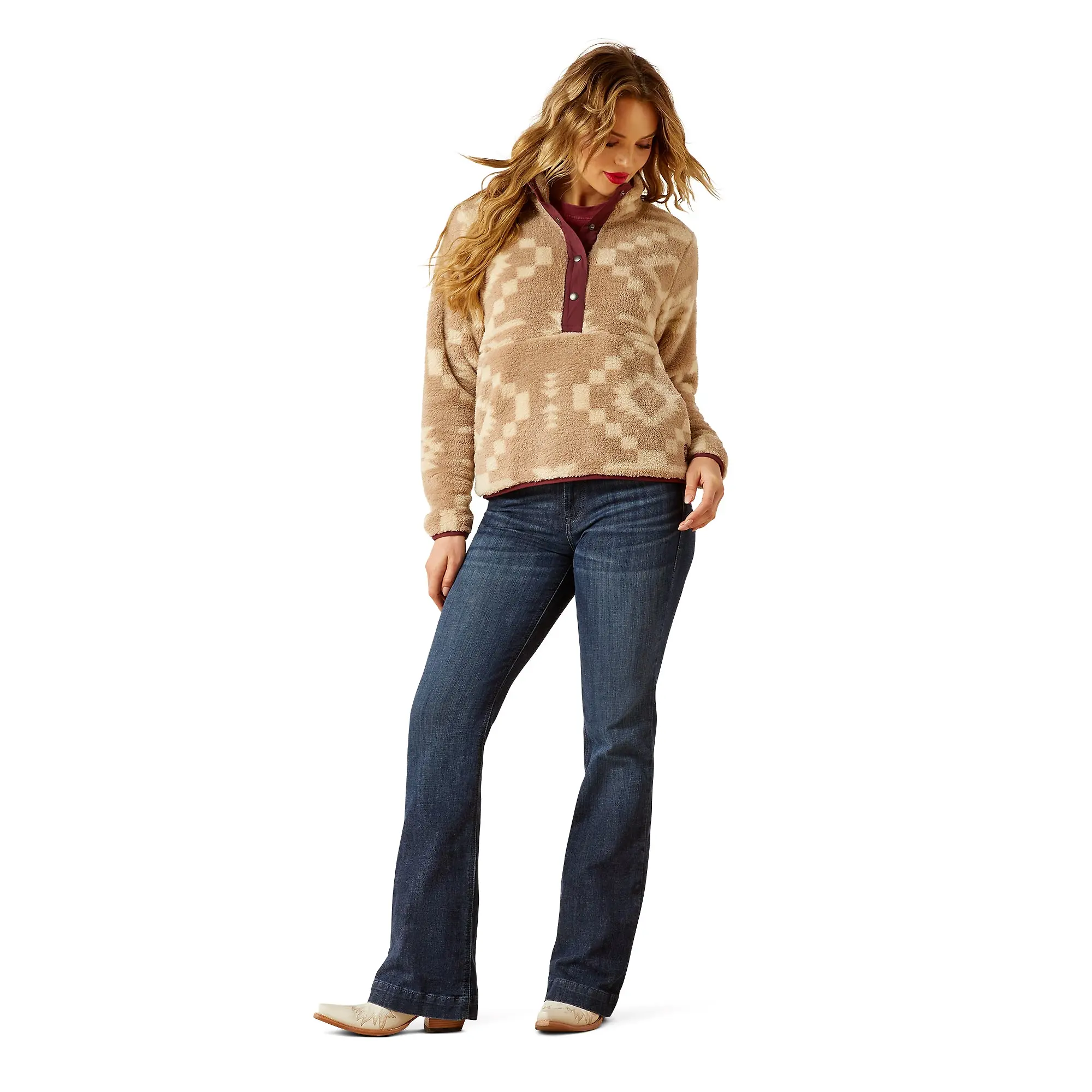 Product image 4 of 7 of Ariat Women's Berber Snap Front Sweatshirt - Lone Ridge Print