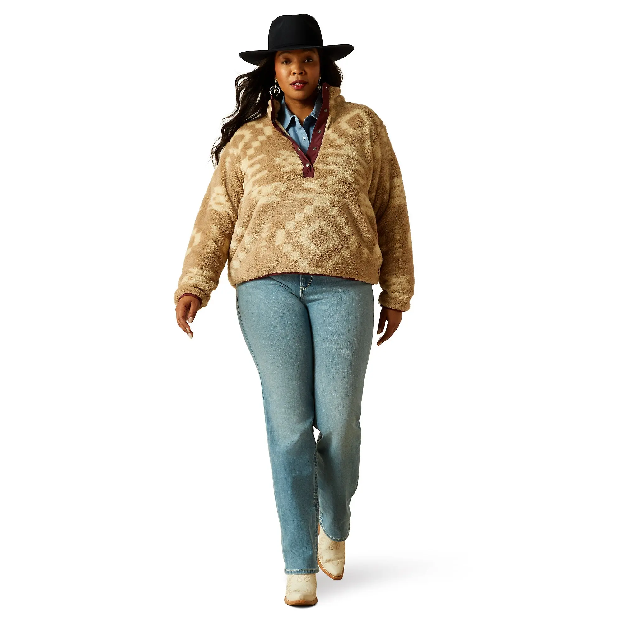 Product image 7 of 7 of Ariat Women's Berber Snap Front Sweatshirt - Lone Ridge Print