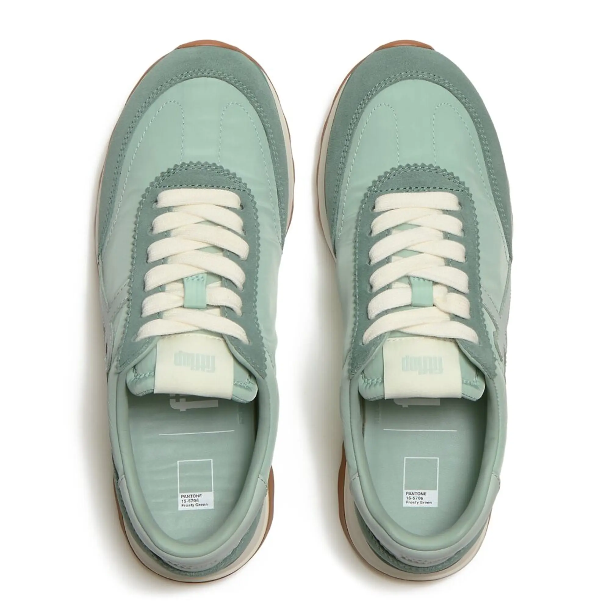 Product image 7 of 11 of FitFlop x Pantone Women's Retro-Q Suede Trainers - Frosty Green
