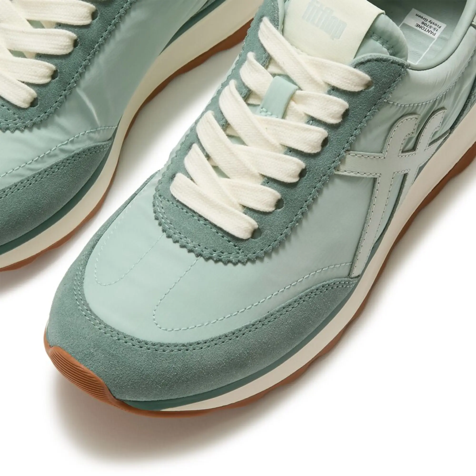 Product image 4 of 11 of FitFlop x Pantone Women's Retro-Q Suede Trainers - Frosty Green