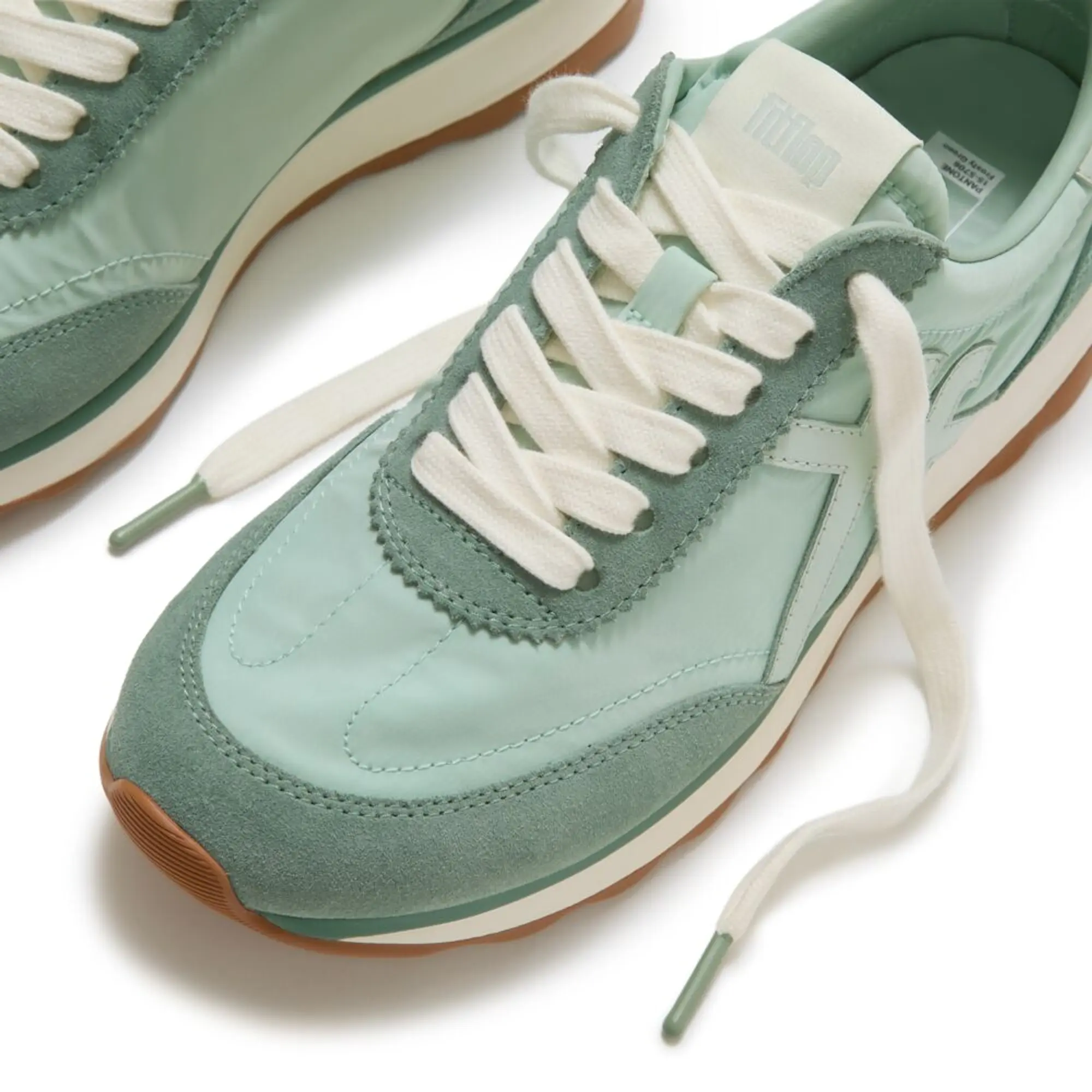 Product image 5 of 11 of FitFlop x Pantone Women's Retro-Q Suede Trainers - Frosty Green