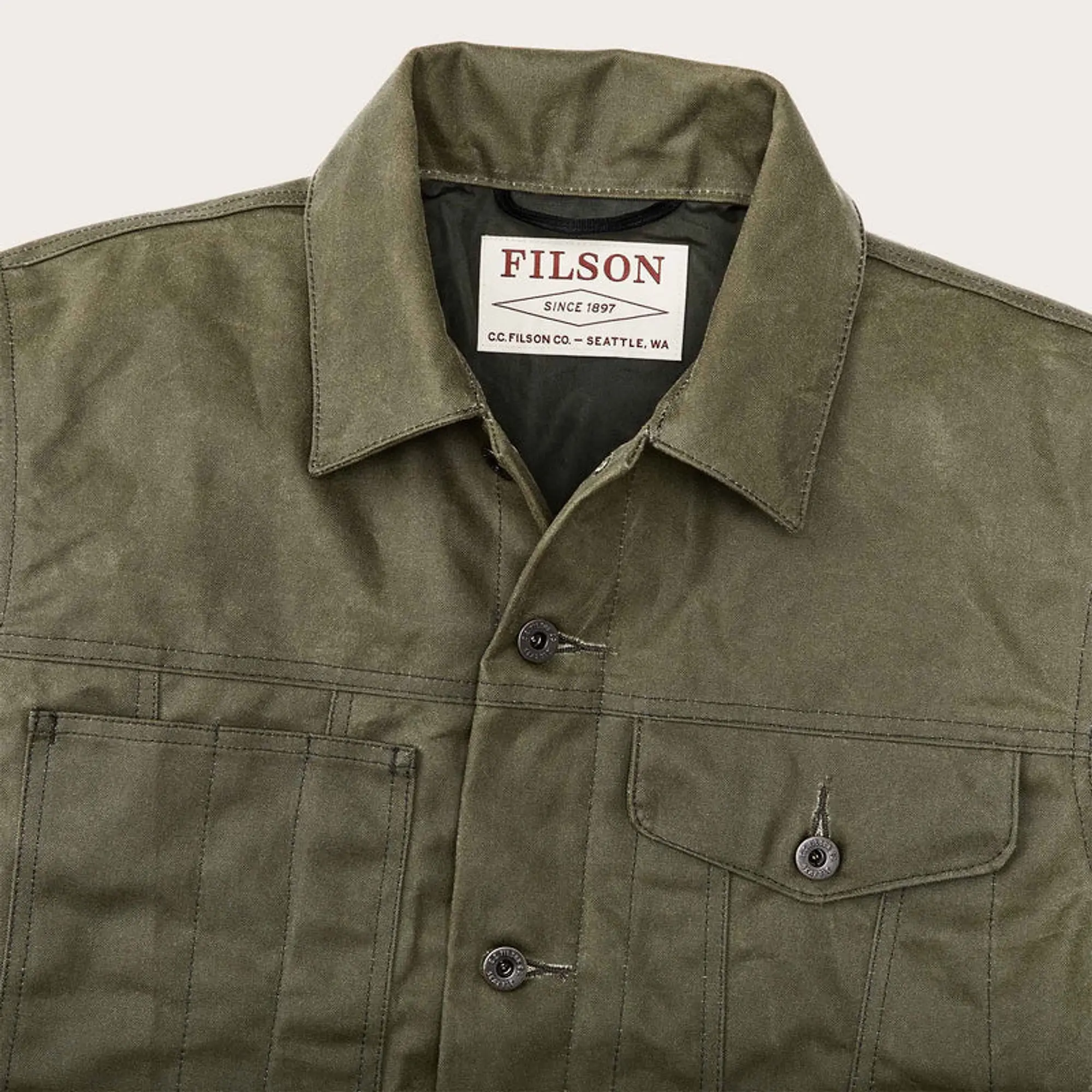 Product image 4 of 10 of Filson Tin Cloth Short Lined Cruiser Jacket - Military Green