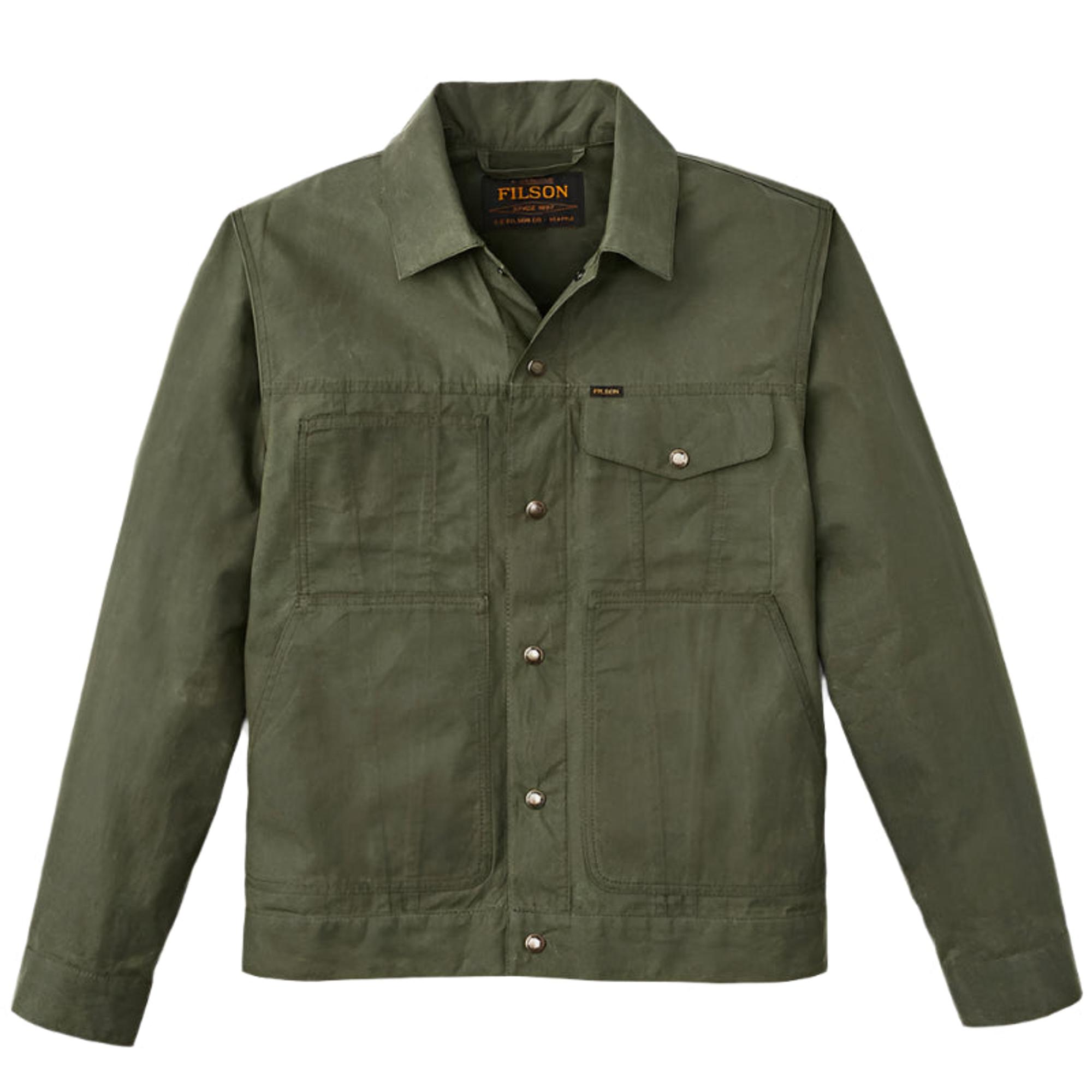 Filson Men's Dry Wax Short Cruiser Jacket - Olive | British Attire