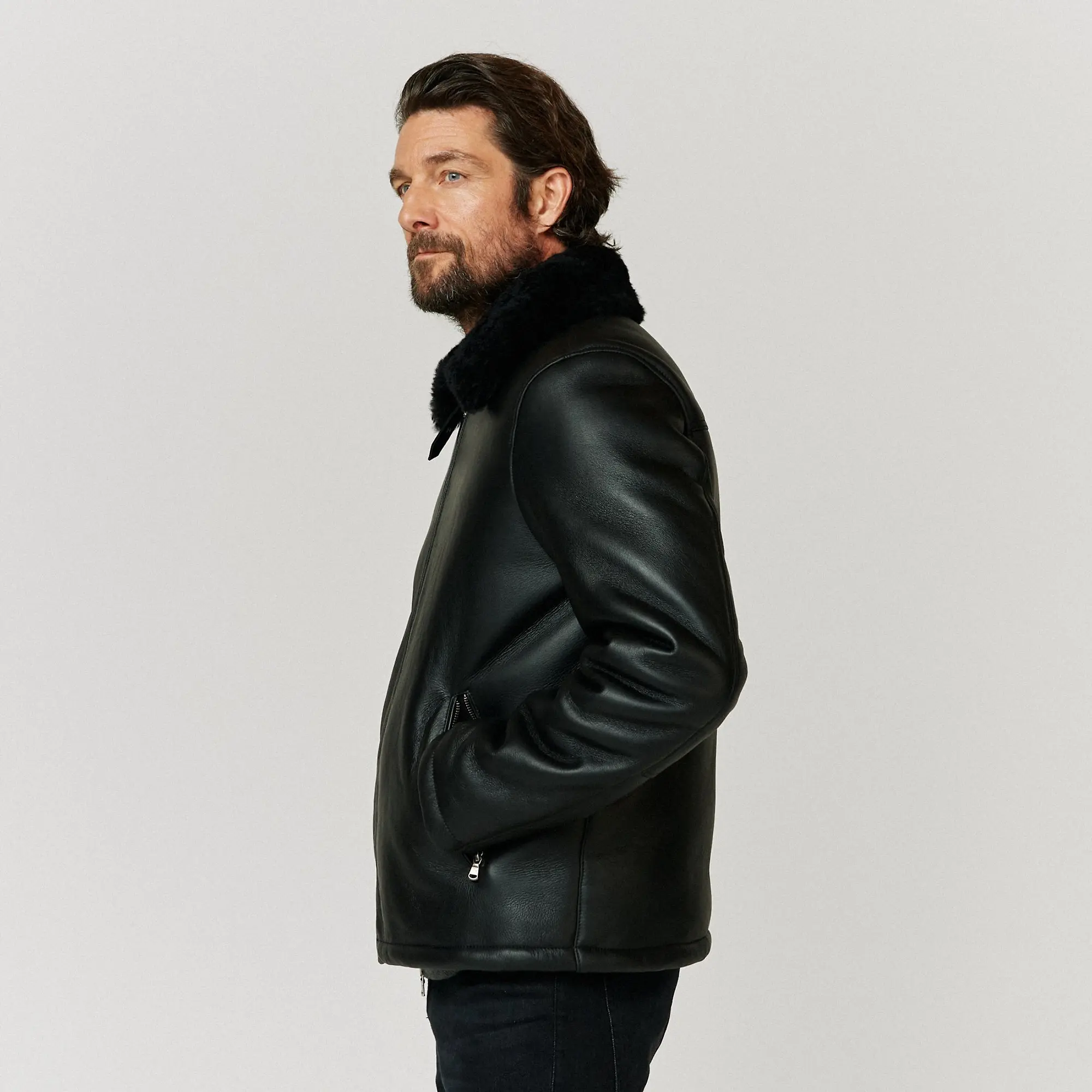 Product image 5 of 11 of Oliver Sweeney Men's Follakilla Double Faced Shearling Jacket - Black