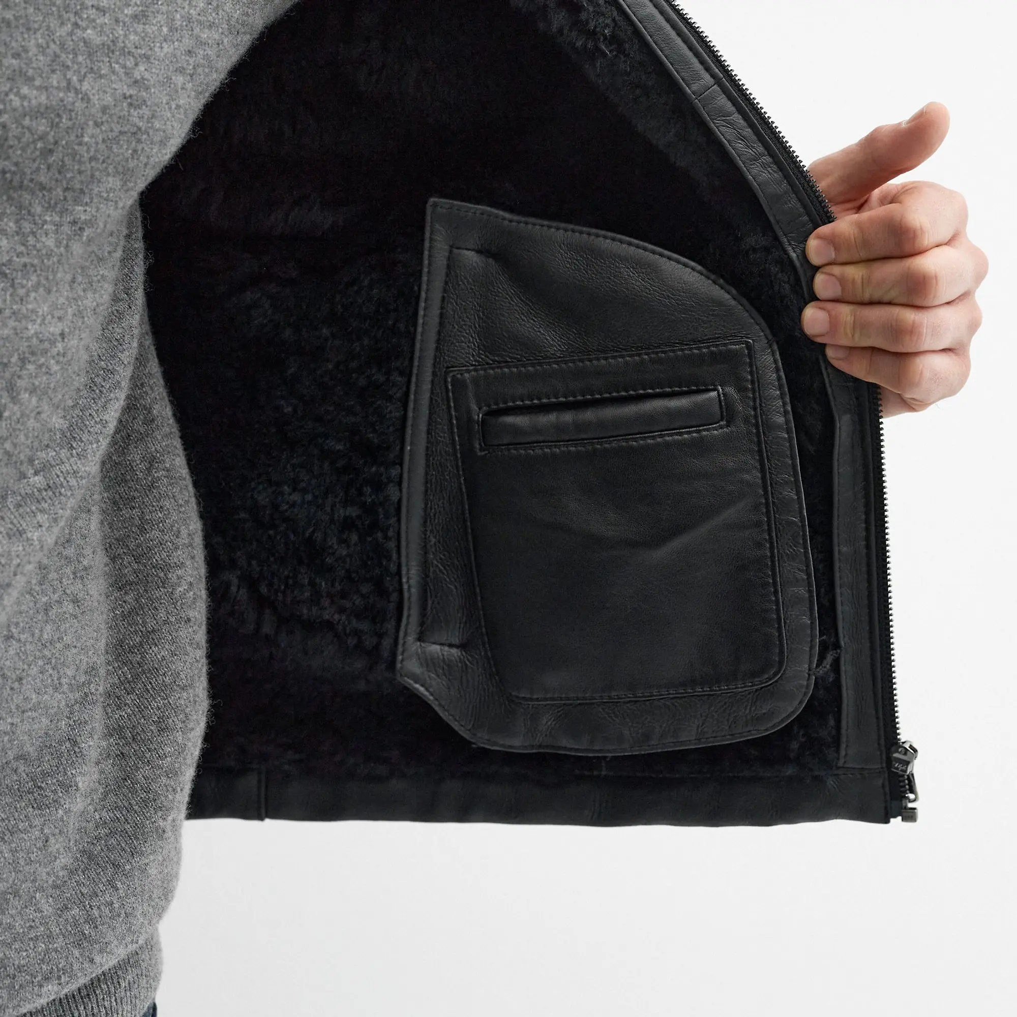 Product image 11 of 11 of Oliver Sweeney Men's Follakilla Double Faced Shearling Jacket - Black